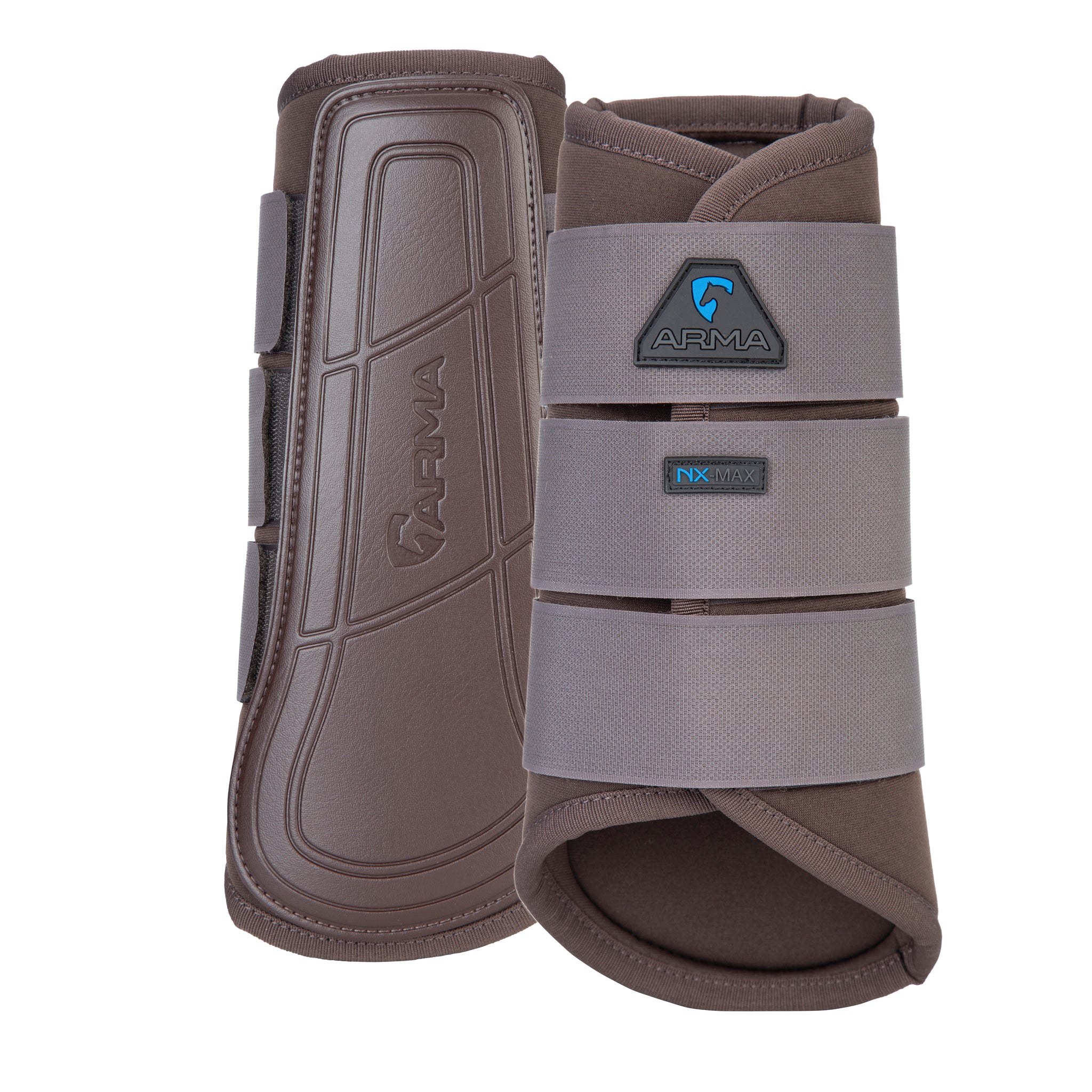 Ochraniacze dla konia Shires Brushing neoprenowe na rzepy brązowe Pony