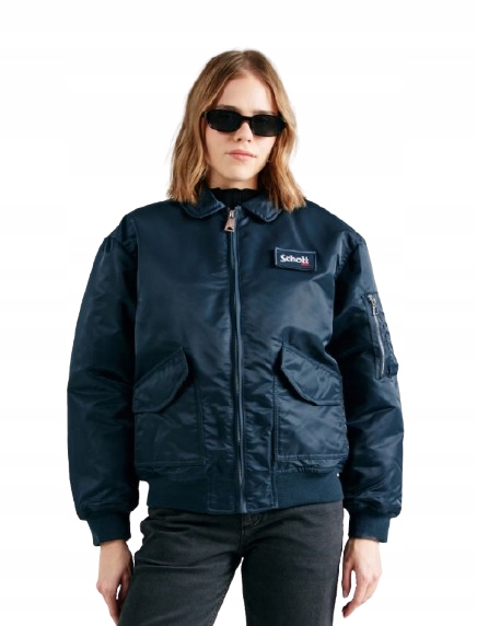 Schott Dámská Bunda Bomber Na Zip, Modrá, Velikost XL, Jsi