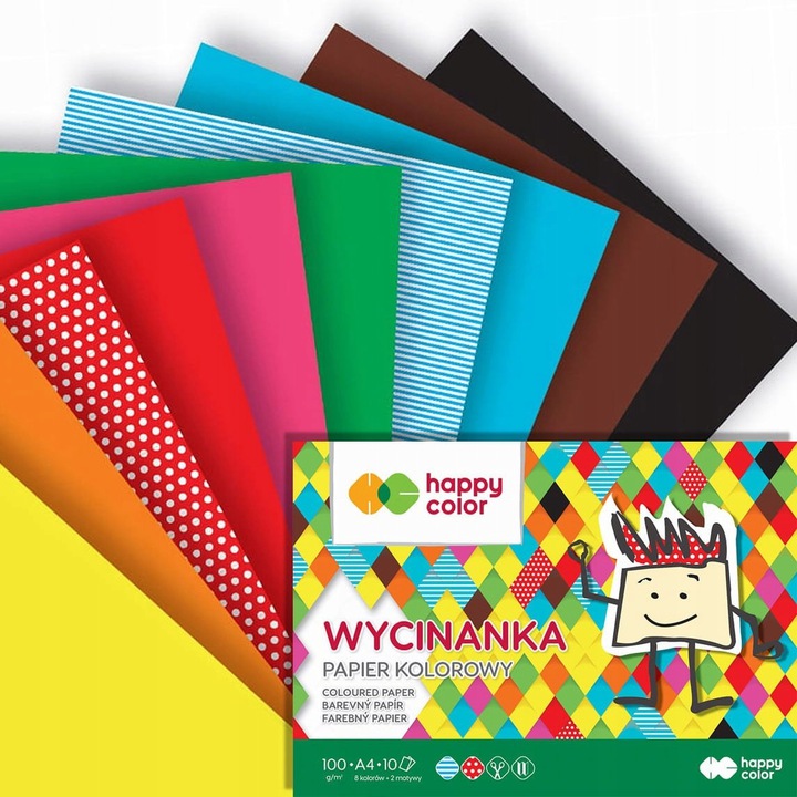 

Blok Papier Kolorowy Wycinanka Happy Color A4 10ar