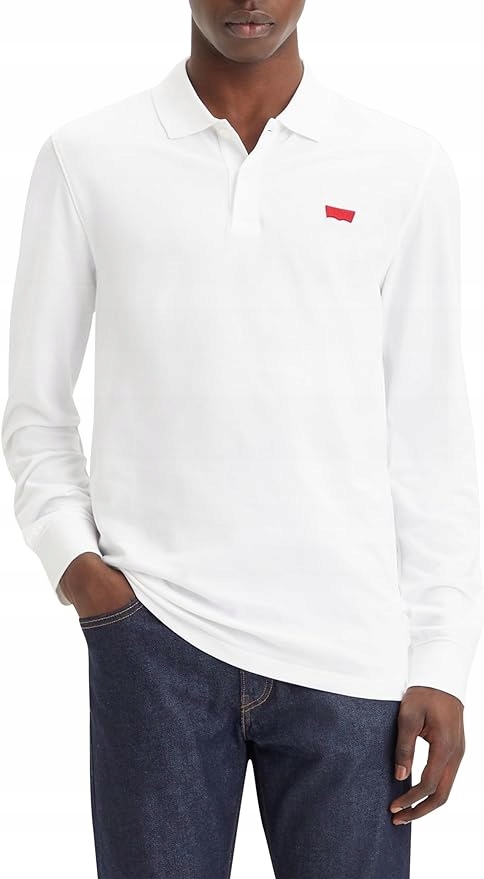 Levi's Pánská polokošile Long-Sleeve Slim Housemark Polo, světle bílá, velikost XL