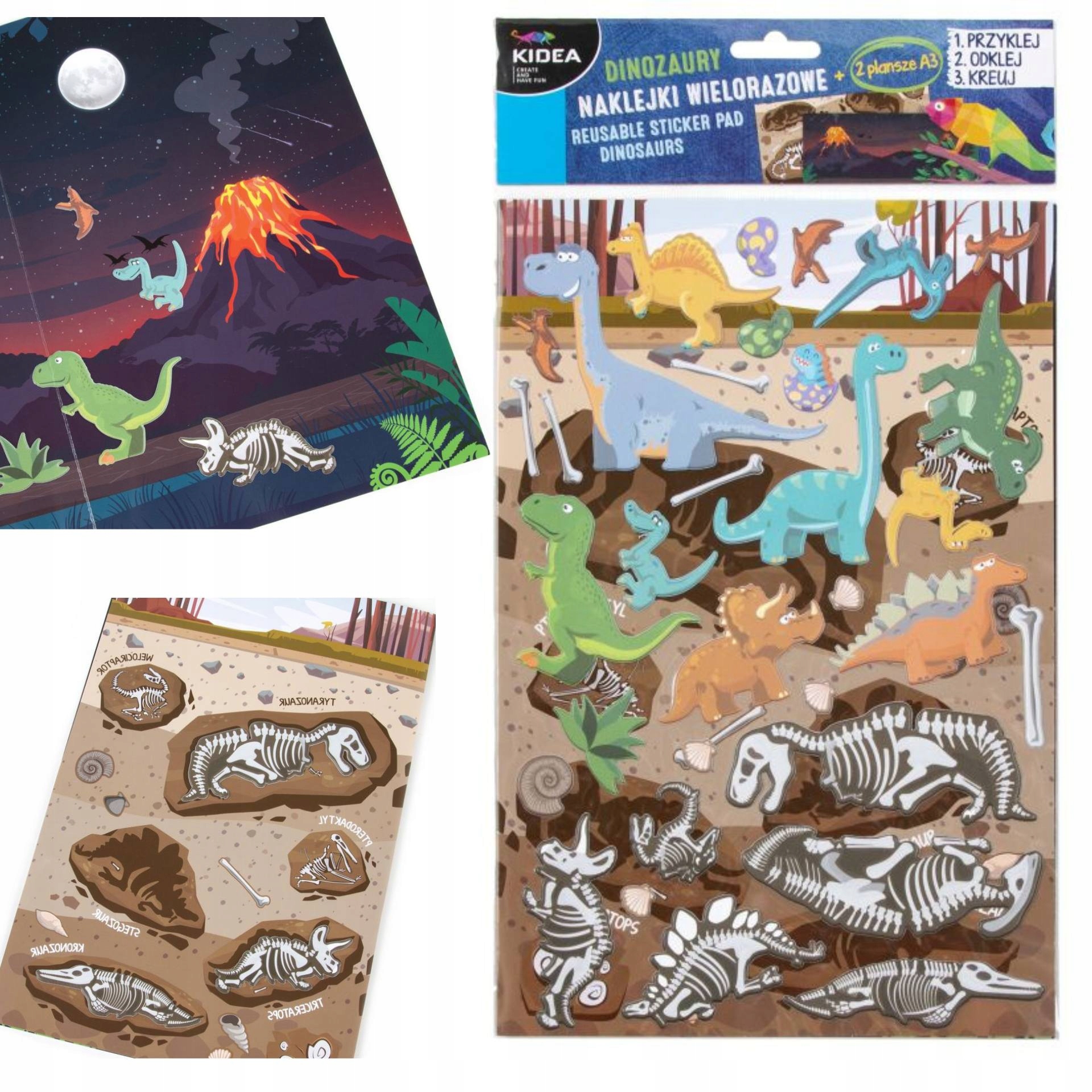 

Naklejki 3D Wielorazowe 27szt Dinozaury Dino Kidea