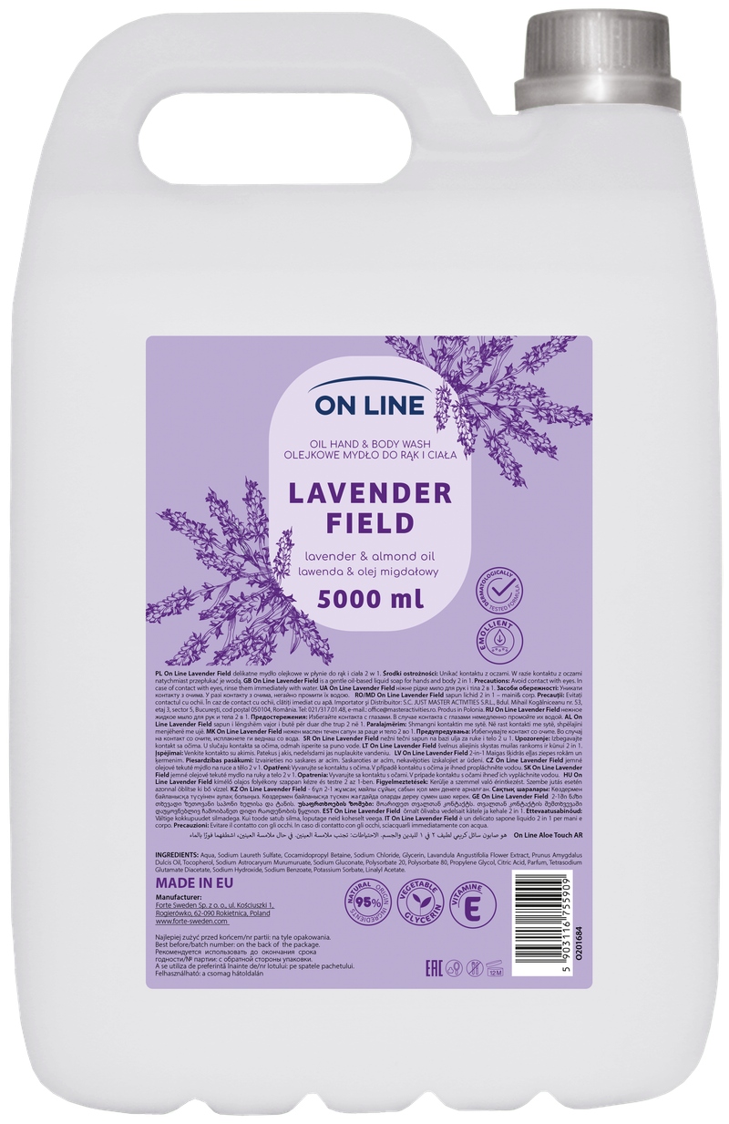 On Line Olejové mýdlo na ruce a tělo 2v1 Lavender Field 5000 ml