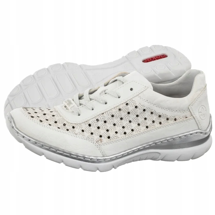 Kožené boty Dámské Polobotky Rieker Bílé L3217-80 Bílé