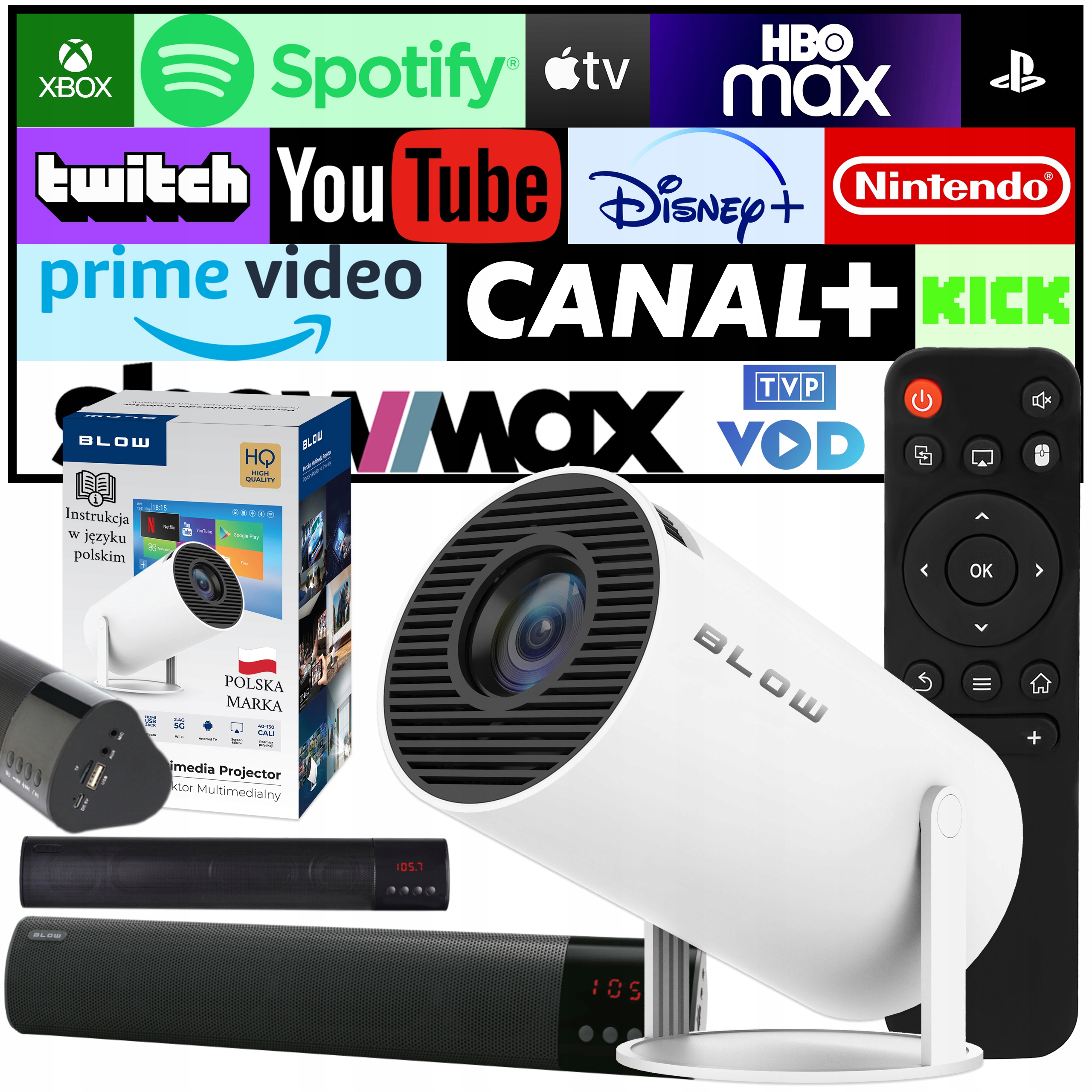 Přenosný Projektor Hdmi Reproduktor Android Smart Tv Wifi Soundbar
