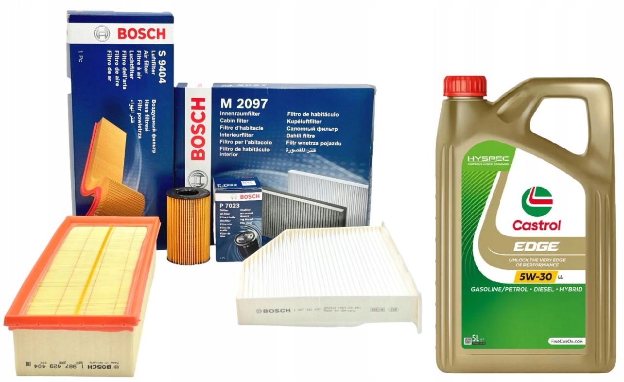 Bosch Sada Filtrů Olej Castrol 5V30 5 L Vw Passat B7 1.6 2.0 Tdi
