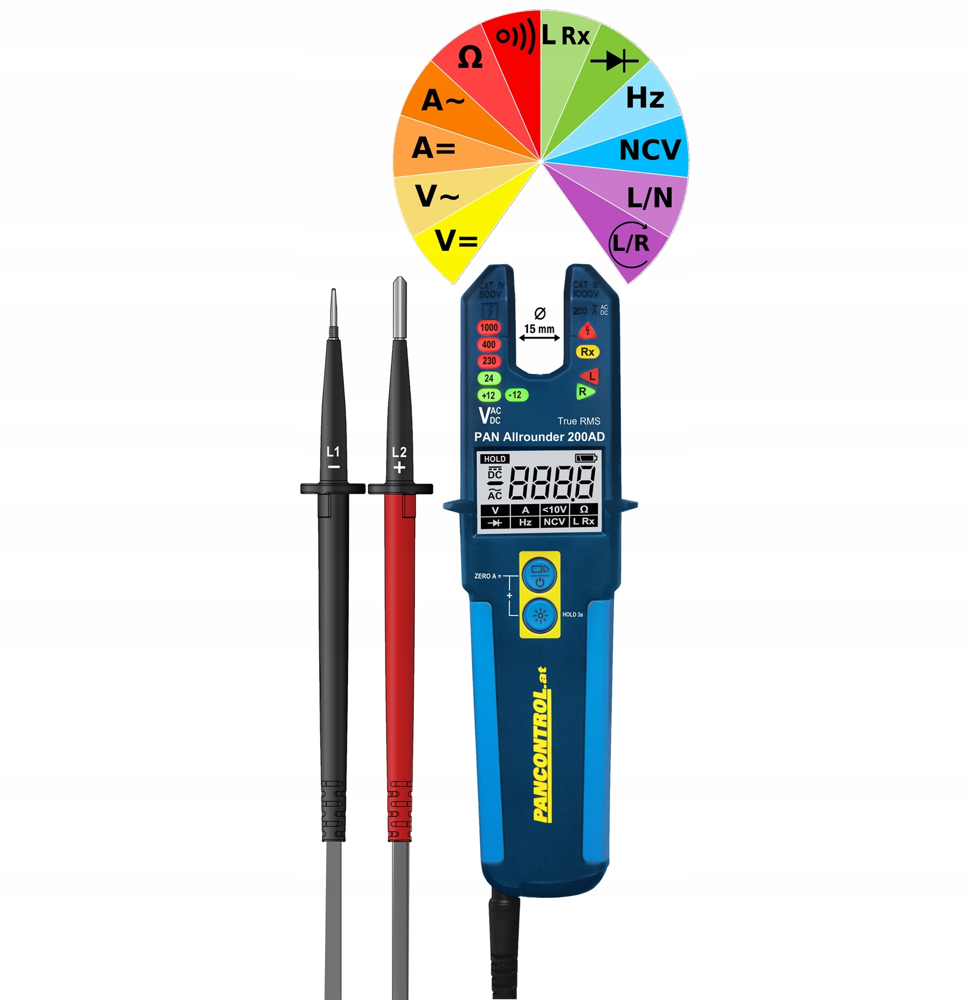 Led LCD tester prúdu/napätia 200A Ac/dc Pan Allrounder 200AD Pancontrol