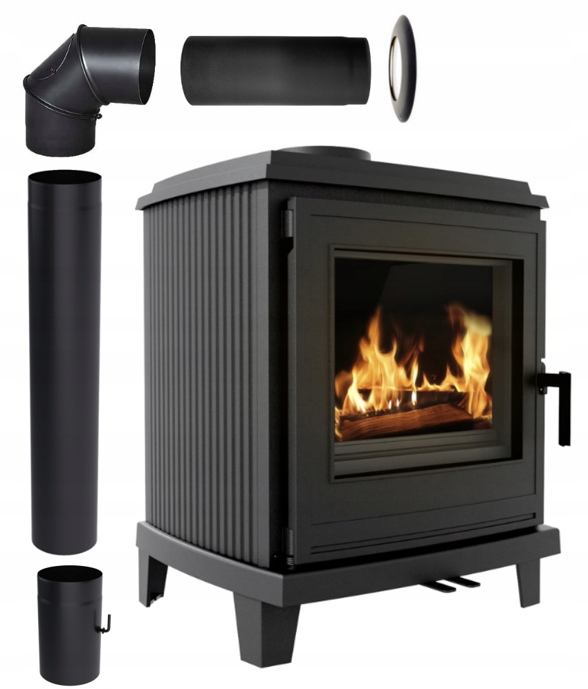 Piecyk kratki K11 6 kW koza kominek Eko zestaw do montażu rury fi 150