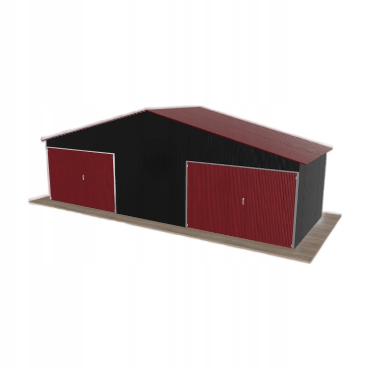Plechová garáž 8.5 x 3 m dvoupolohová, dvoupolohová, černá