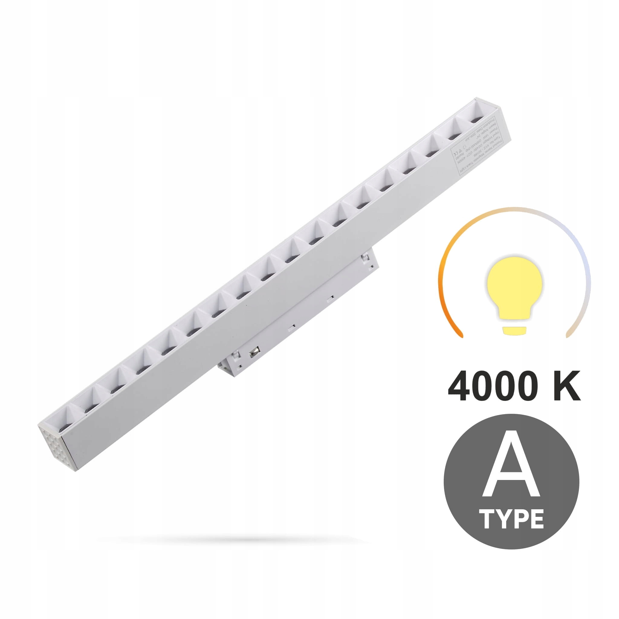 Lineární reflektor Bílý Grille 18W 4000K Neutrální Typ A Smart Track 48VDC