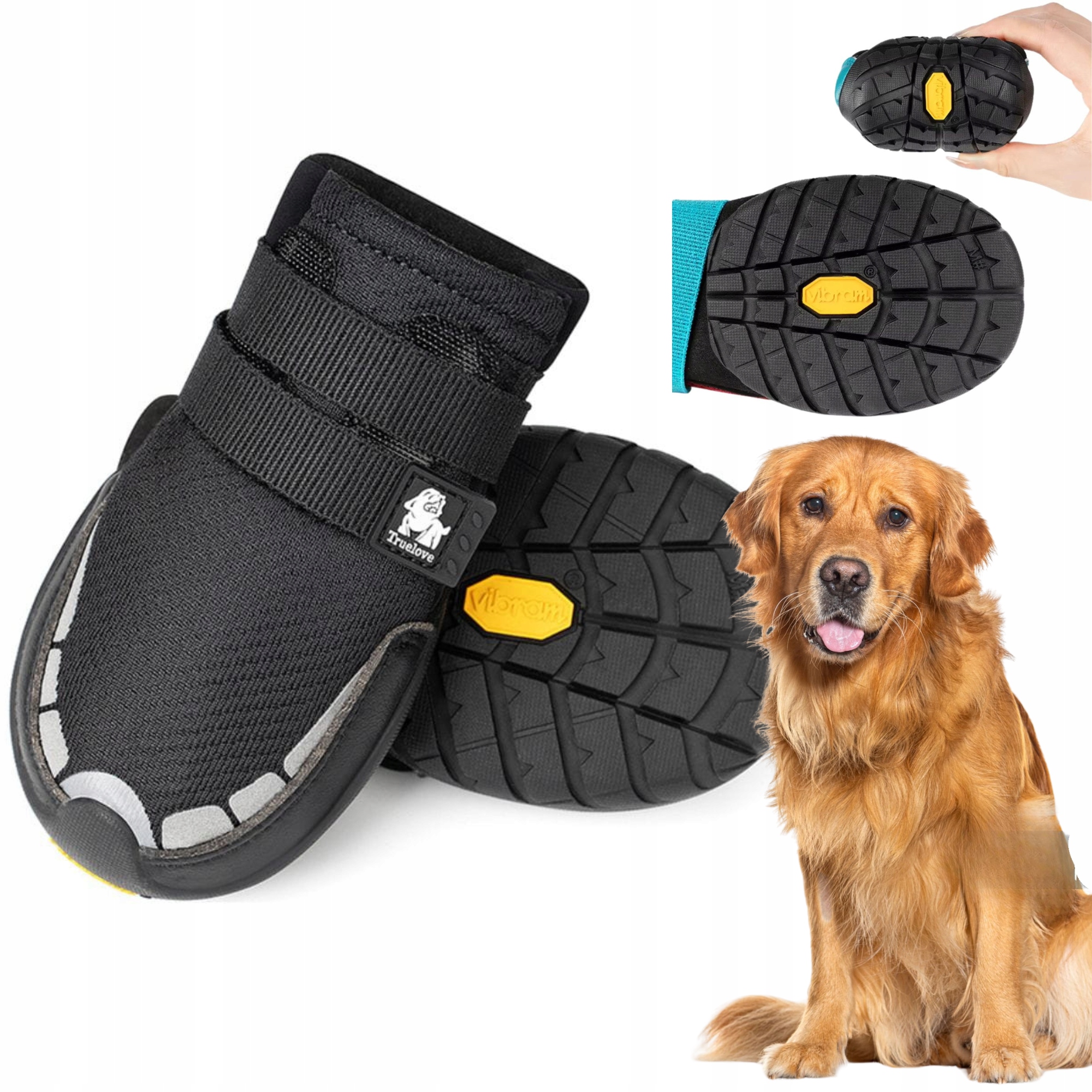 Levně Boty Pro Psa Truelove On Track S Podrážkou Vibram XL (2 ks) 7,6 cm Černé