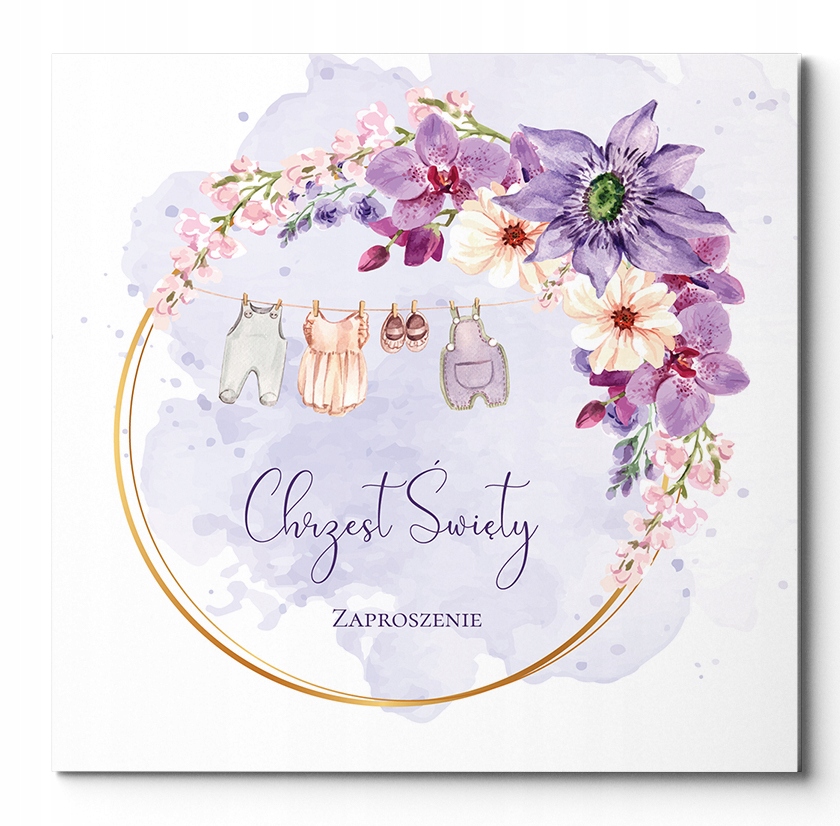 ZAPROSZENIE na Chrzest Święty +KOPERTA +SZNUREK