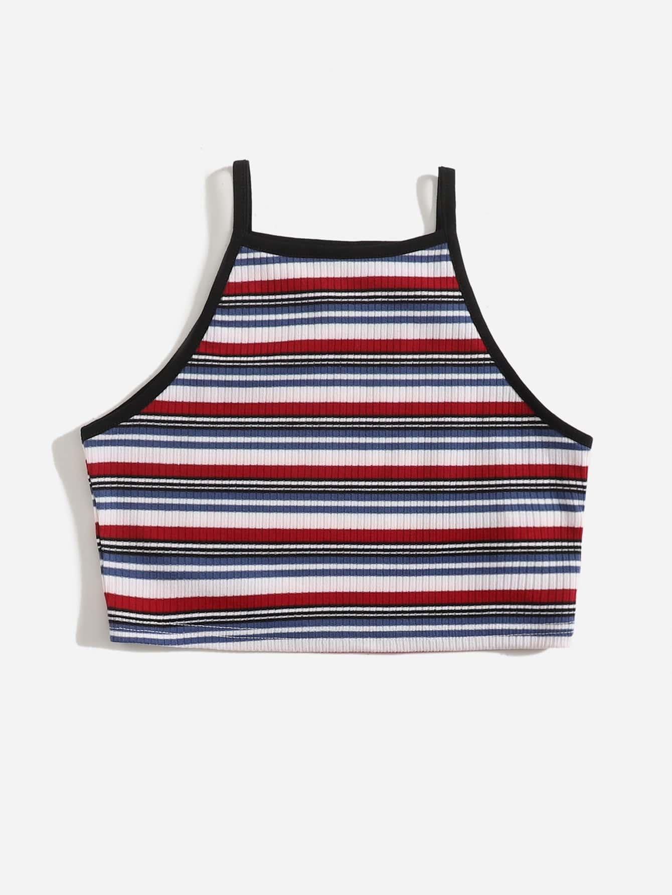 B34P035 TOP PRĄŻKOWANY PASKI PROSTY SHEIN 122