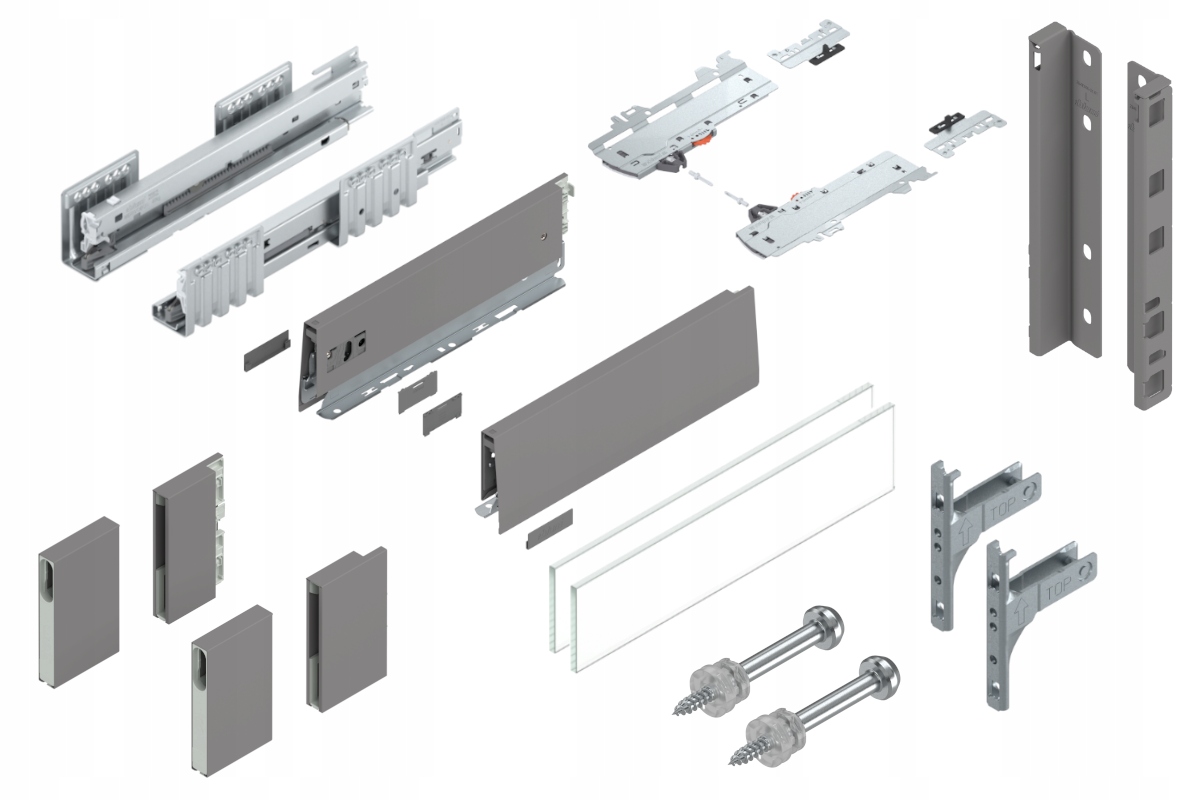 Blum Šuplík Merivobox 350 Vysoká E Tip-On Šedá 40 kg