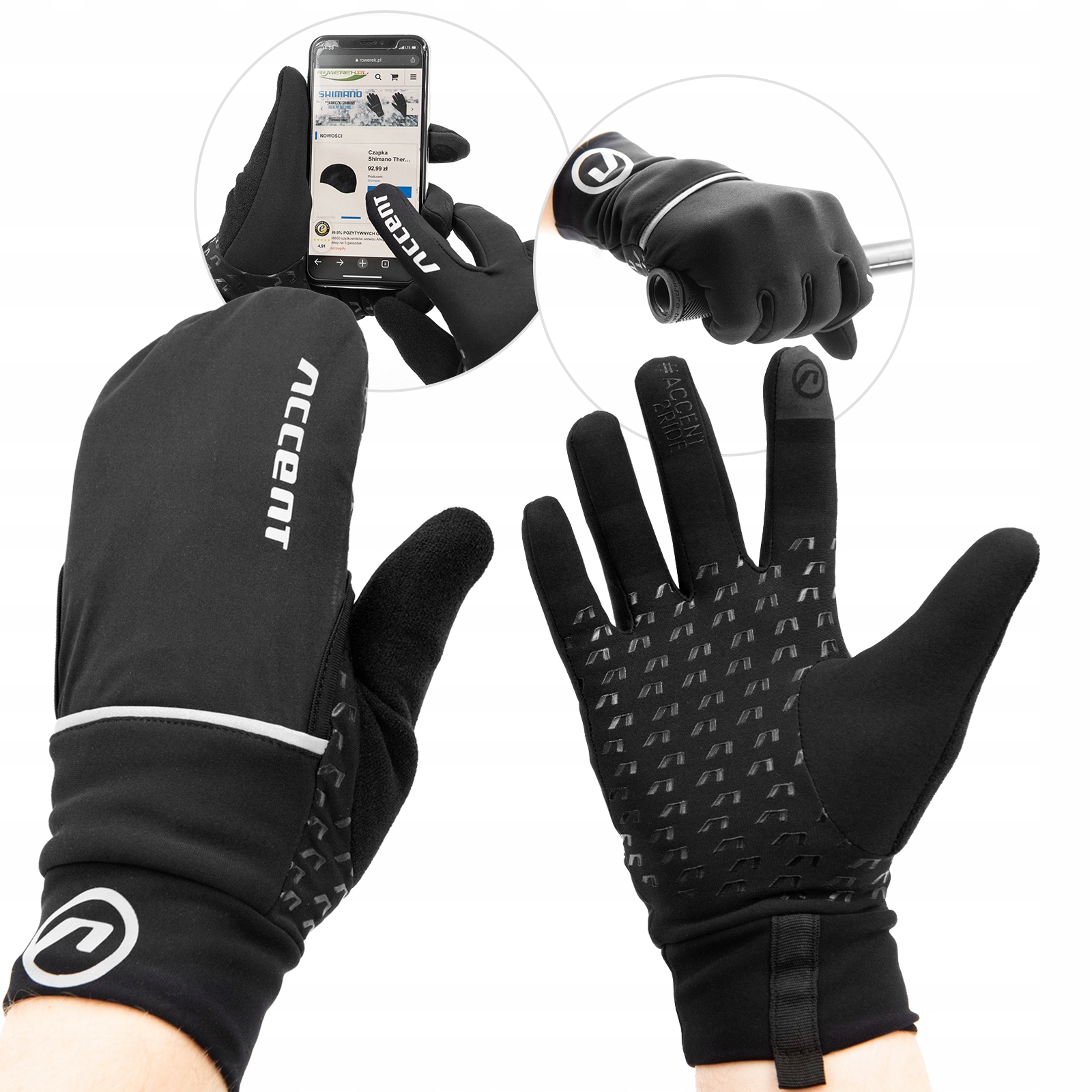 Rękawiczki zimowe ocieplane Thermal z pokrowcem M