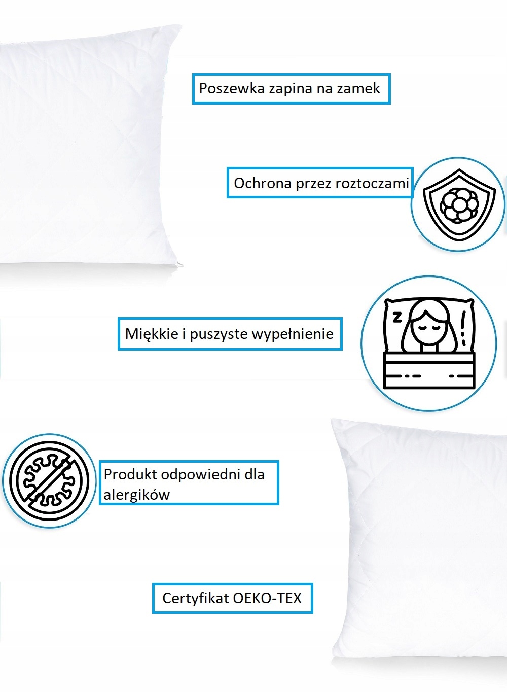 PODUSZKA DO SPANIA ANTYALERGICZNA PIKOWANA 50x60 Marka High Living