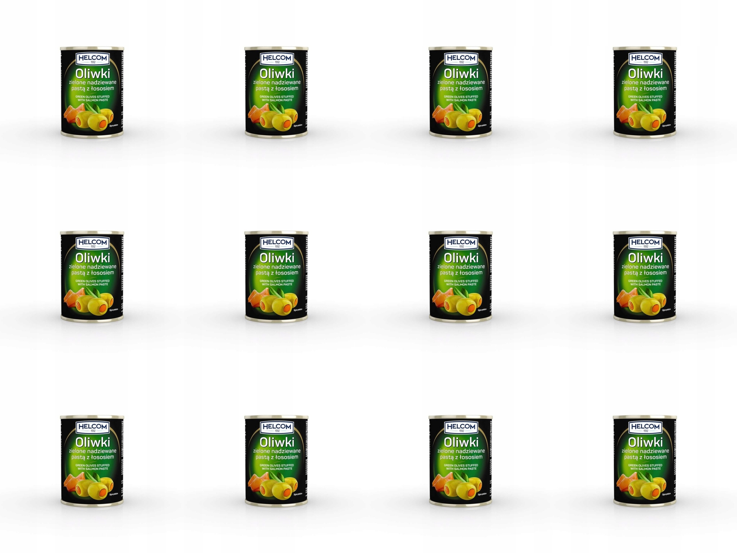 Levně 12 x 300 ml Helcom Zelené olivy plněné lososem Karton