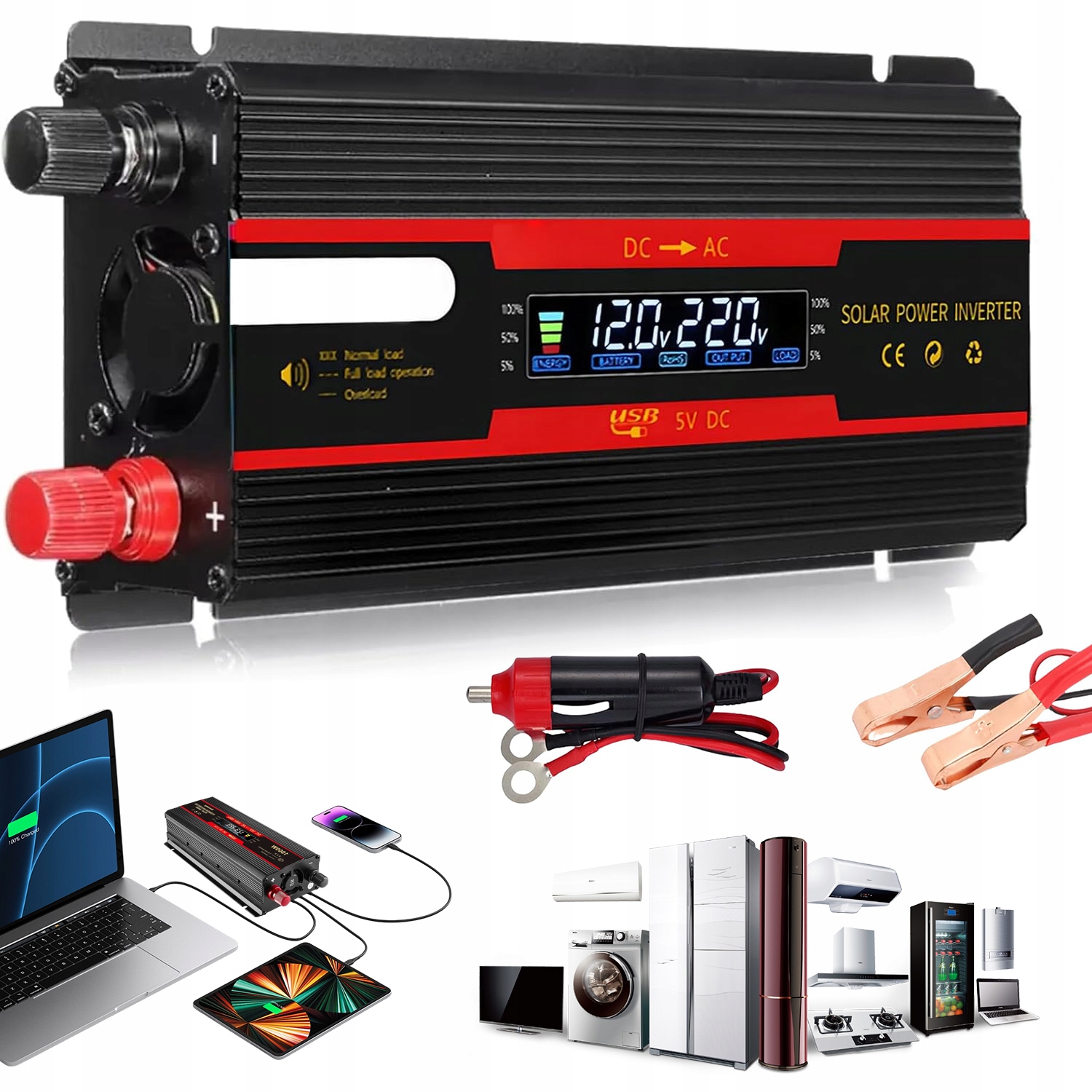 Przetwornica Napięcia do Ciężarówki 24V 220V 2000W Czysta Sinusoida Sinus