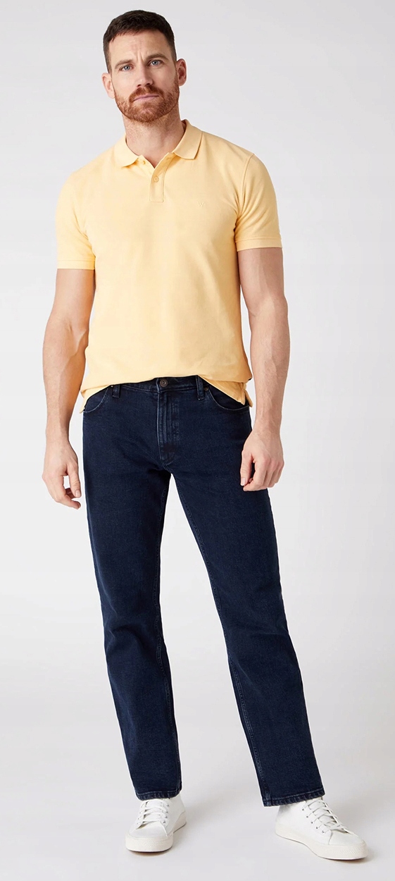 Wrangler STRAIGHT Blue Black DżINS CIEMNE PROSTE SPODNIE JEANSOWE W36 L32 Model Straight