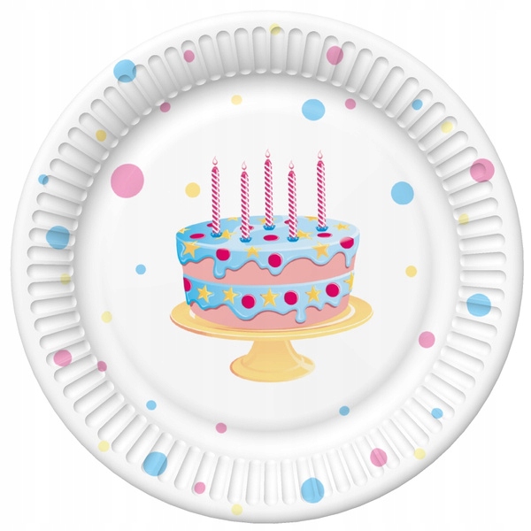 

Talerzyki Papierowe Tort Urodziny Party 23 CM