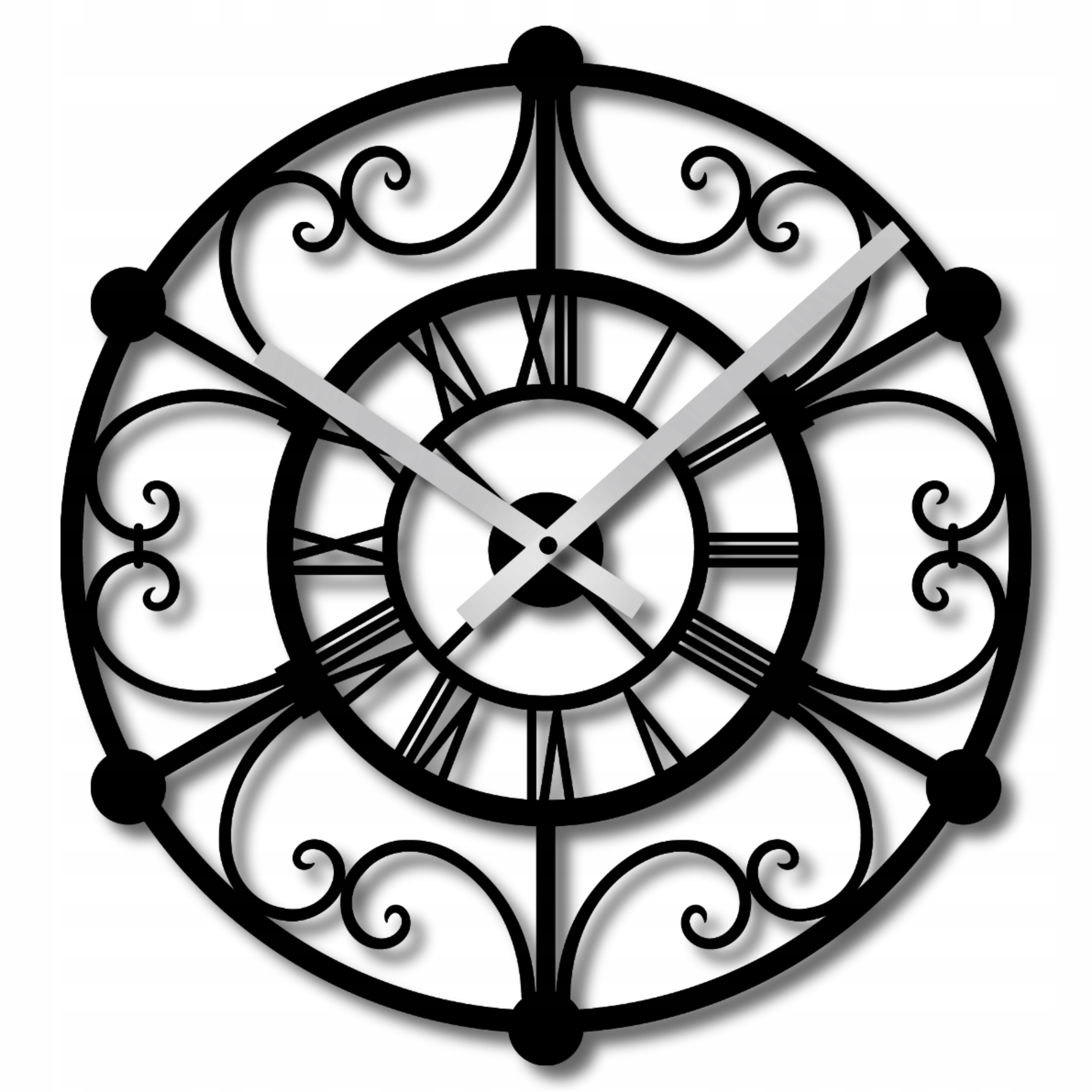 Černé Nástěnné Hodiny Do Obývacího Pokoje Geometrické Římské Hodiny 50 cm