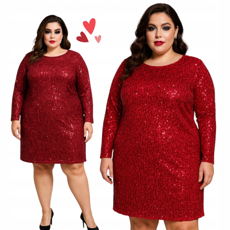 Lesklá šaty s flitry, volný koktejlový samet 2XL 3XL