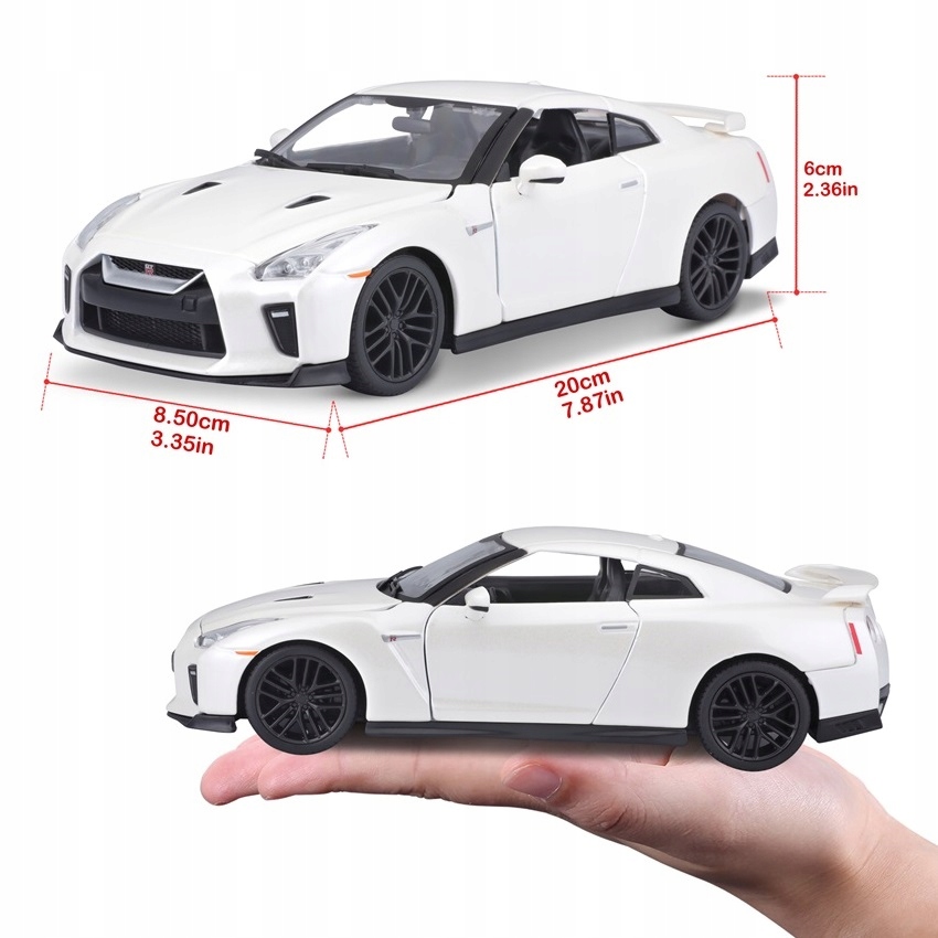 Nissan GT-R 1:24 model Bburago 18-21082 biały Wiek dziecka 3 lata +