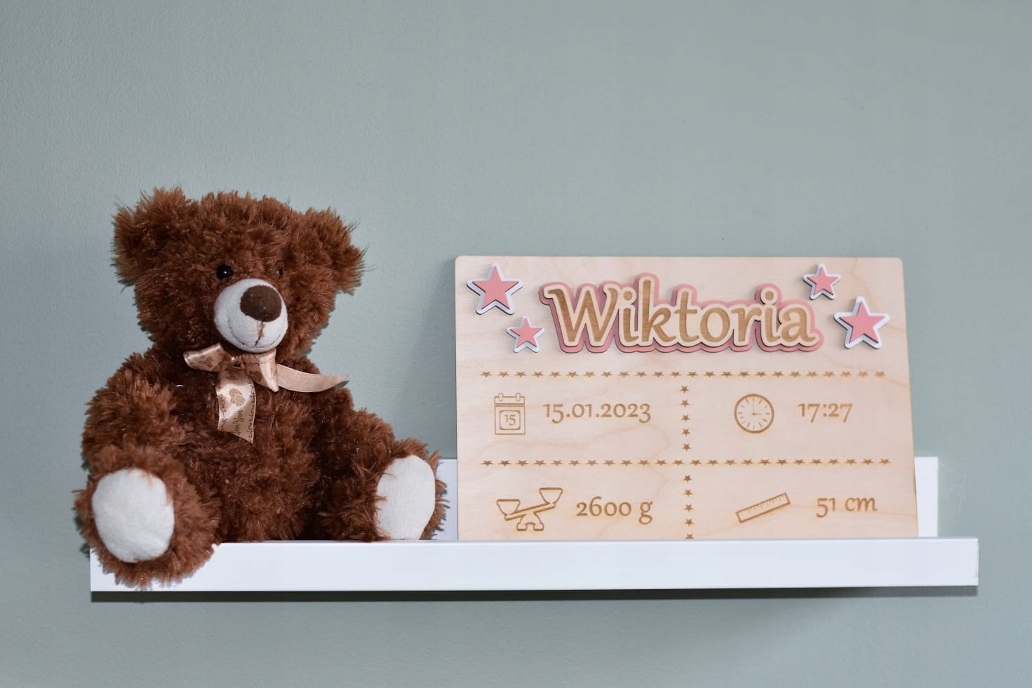 Drewniana metryczka narodziny grawer Marka inna