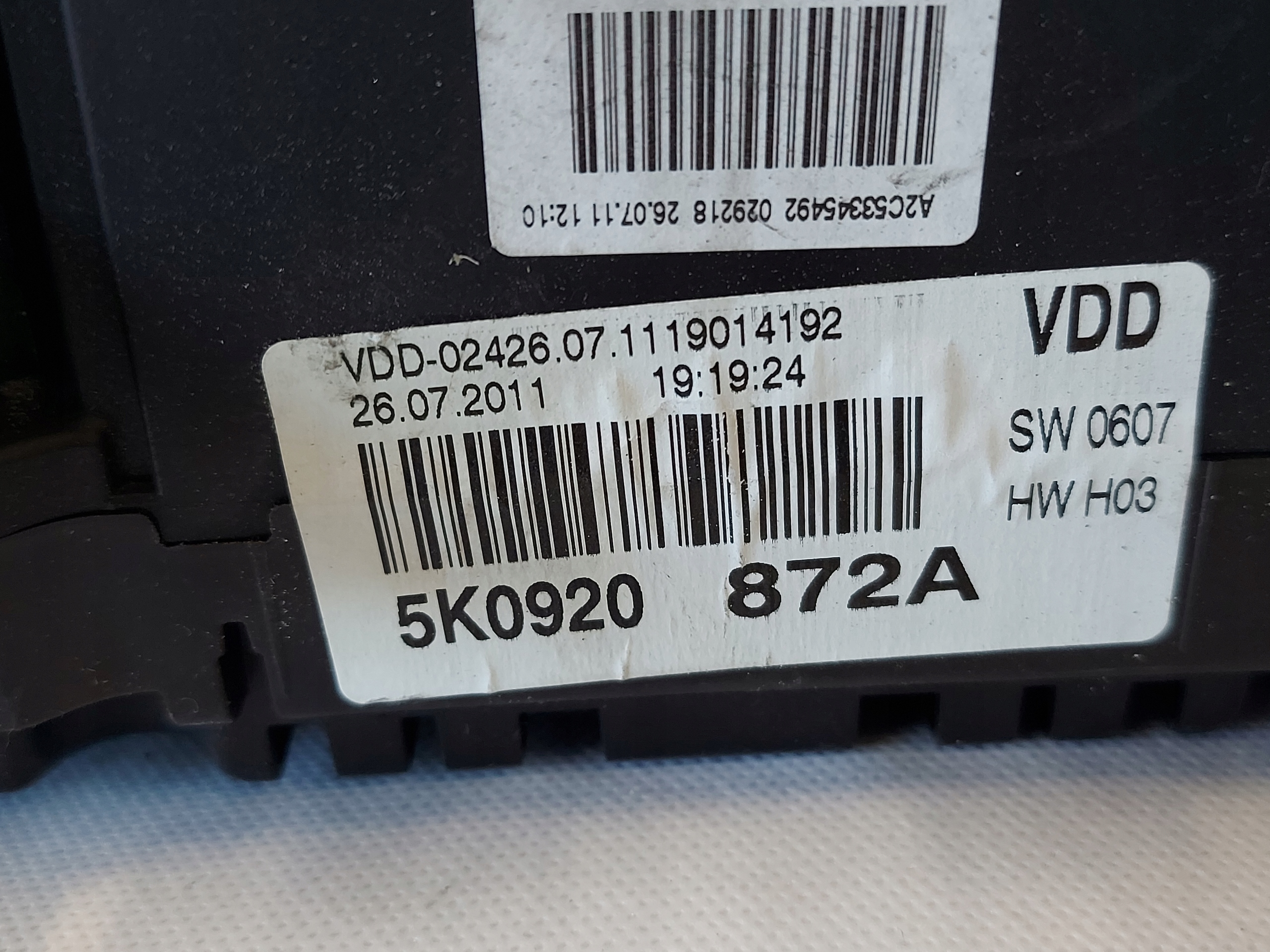 dials clock GOLF VI 1.6 TDI 5K0920872A
