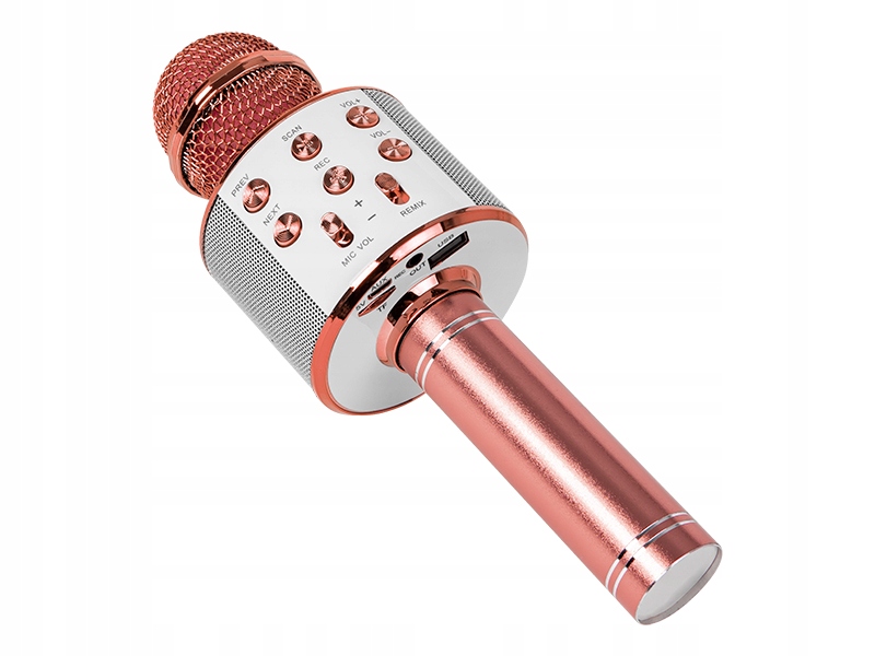 MIKROFON KARAOKE Z GŁOŚNIKIEM BT/USB/AUX RÓŻOWY