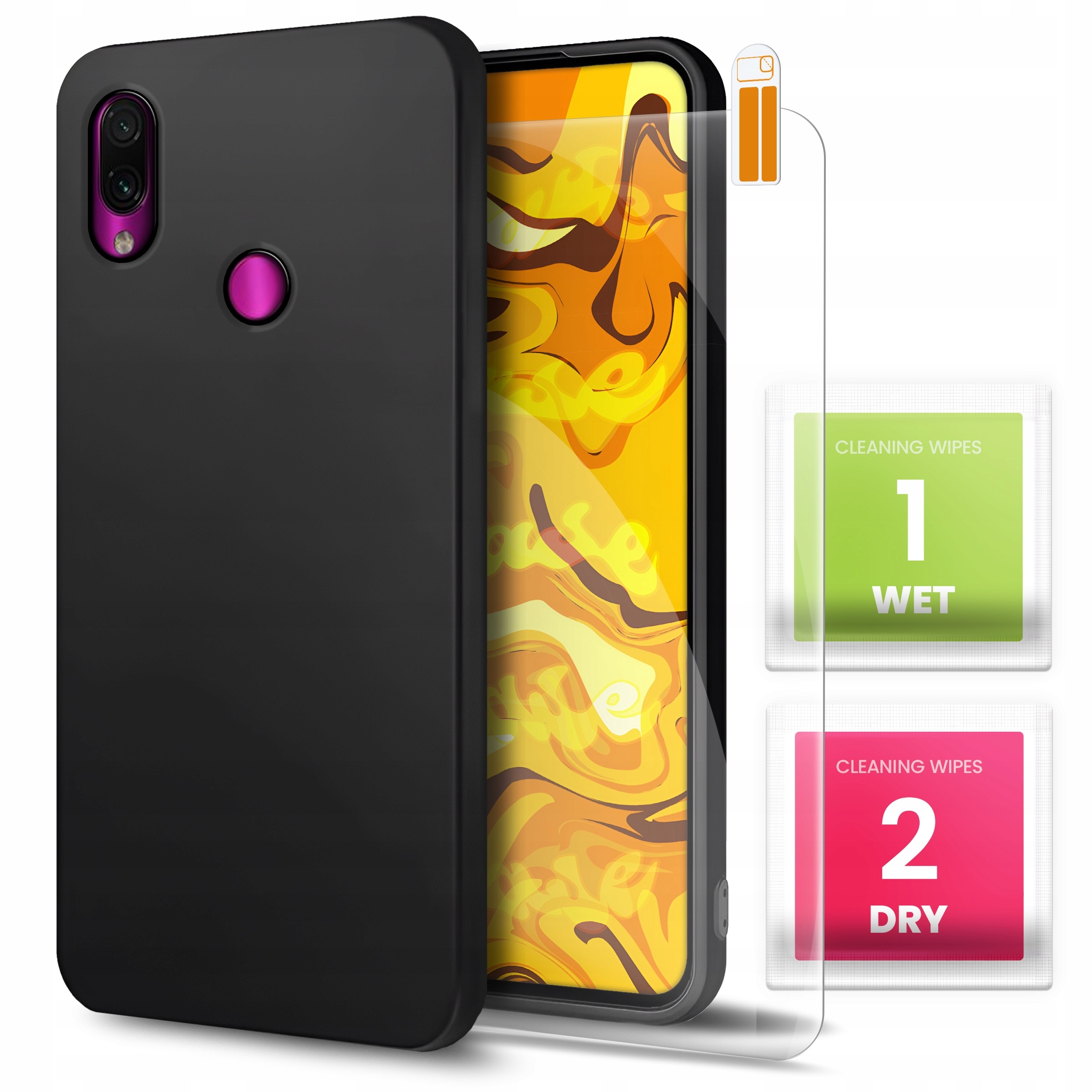 Etui do Xiaomi Redmi Note 7 Note 7 Pr (Czarne, Matowe, Silikon) Szkło