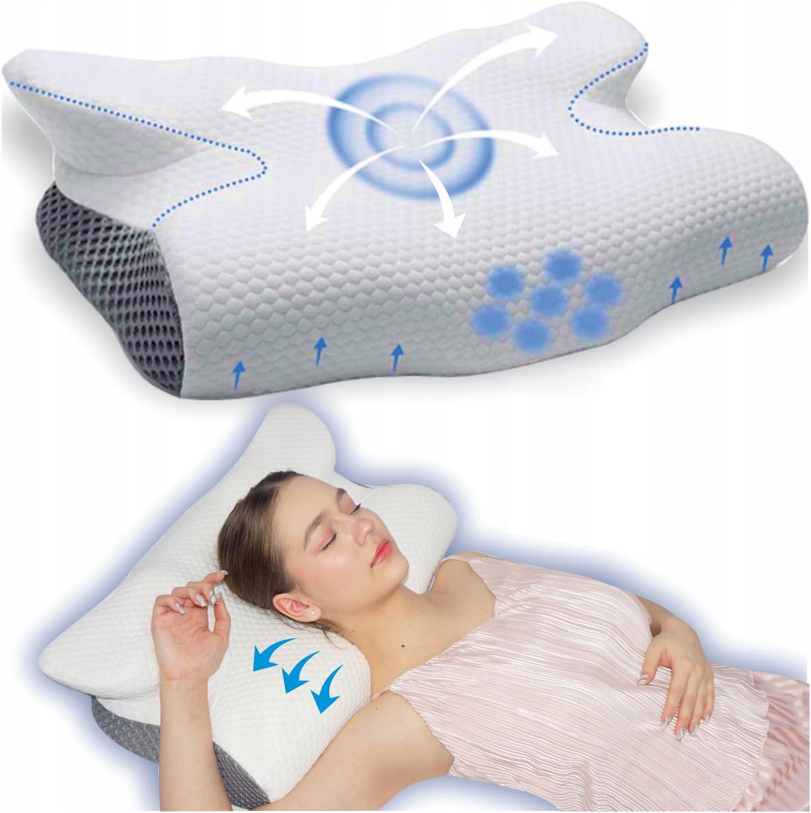 Poduszka Ortopedyczna Do Spania Na Boku I Brzuchu Poduszka Szyjna 61 X 30CM