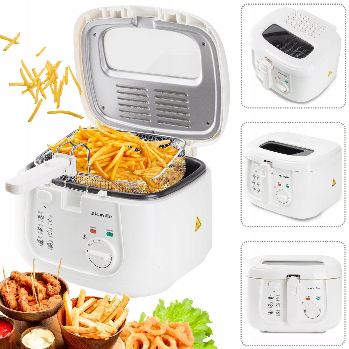 Frytkownica Frytownica Mocna Kompaktowa 2,5 L Frytki Kurczaki Kamille