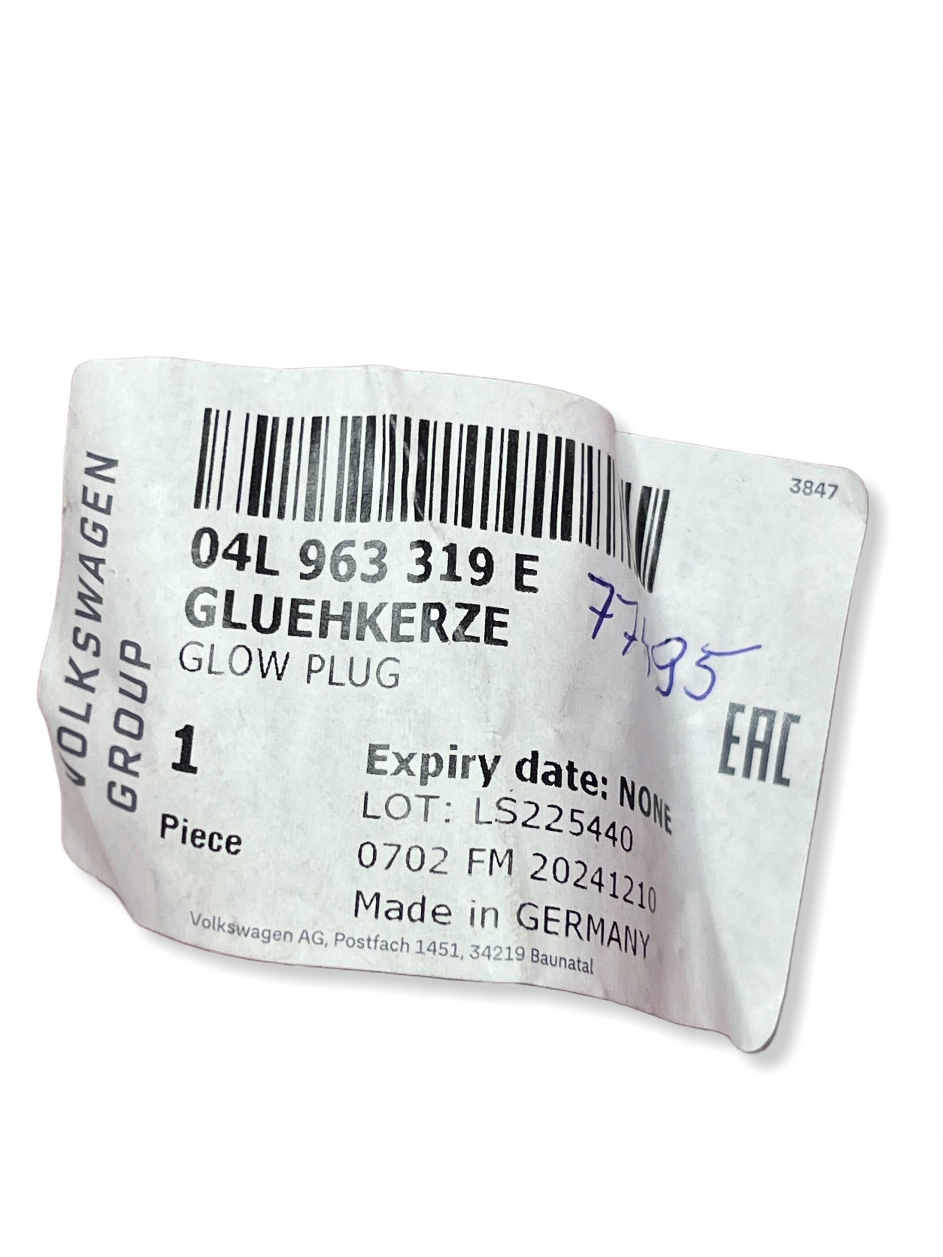 glühkerze Original Volkswagen Golf Sportsvan 04L963319E