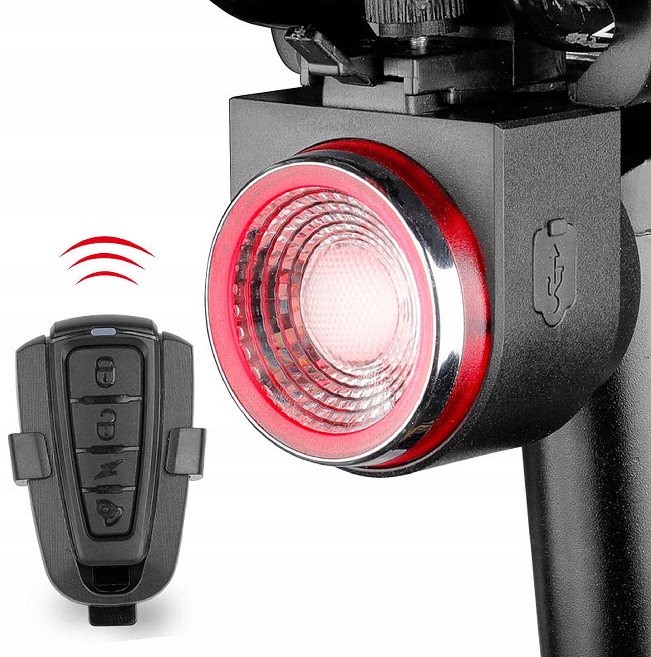 A8 Pro Lampka Rowerowa z Funkcją Alarmu i Dzwonka z Pilotem