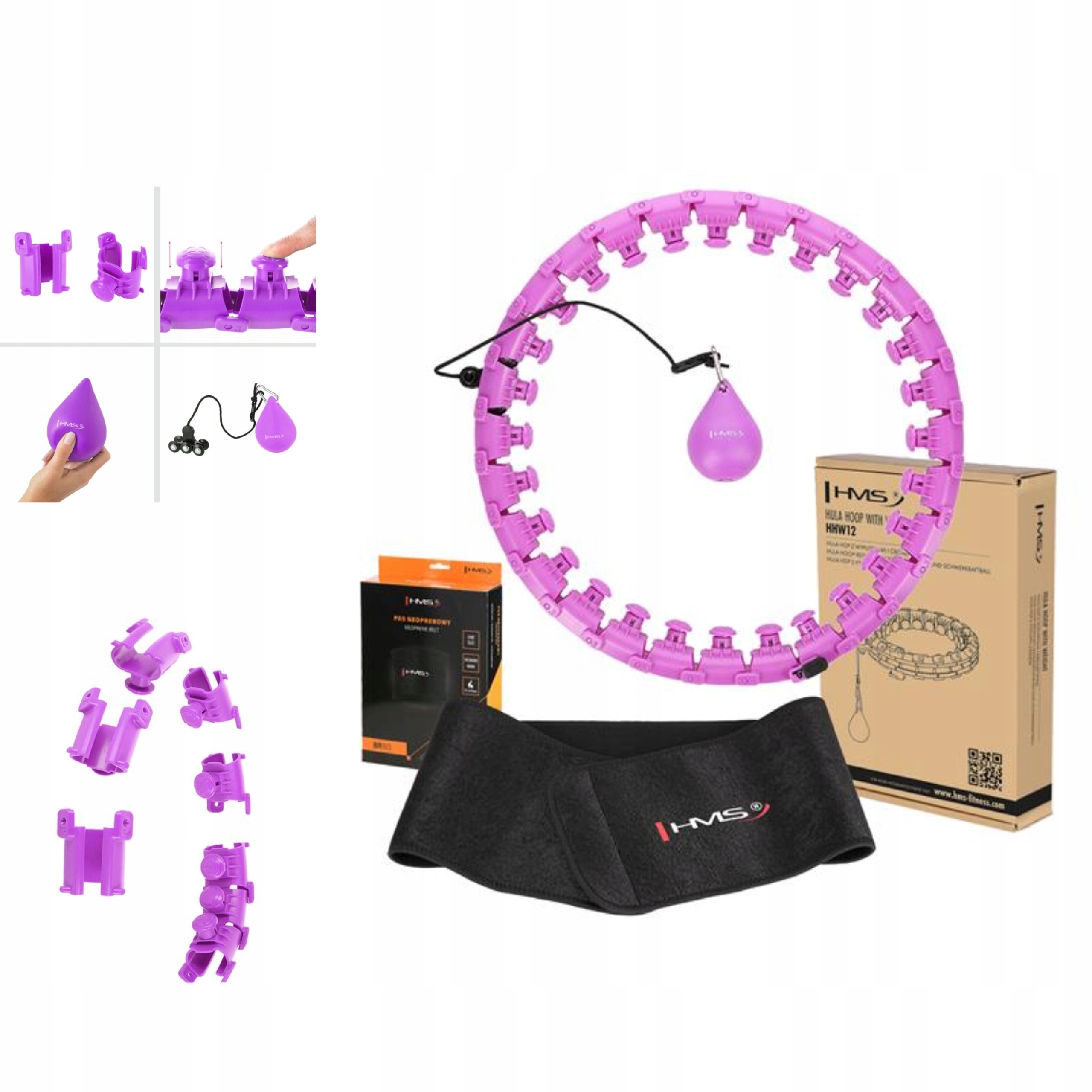 Hula Hoop Magnetické Hms se zátěží a zeštíhlujícím pásem Plus Size