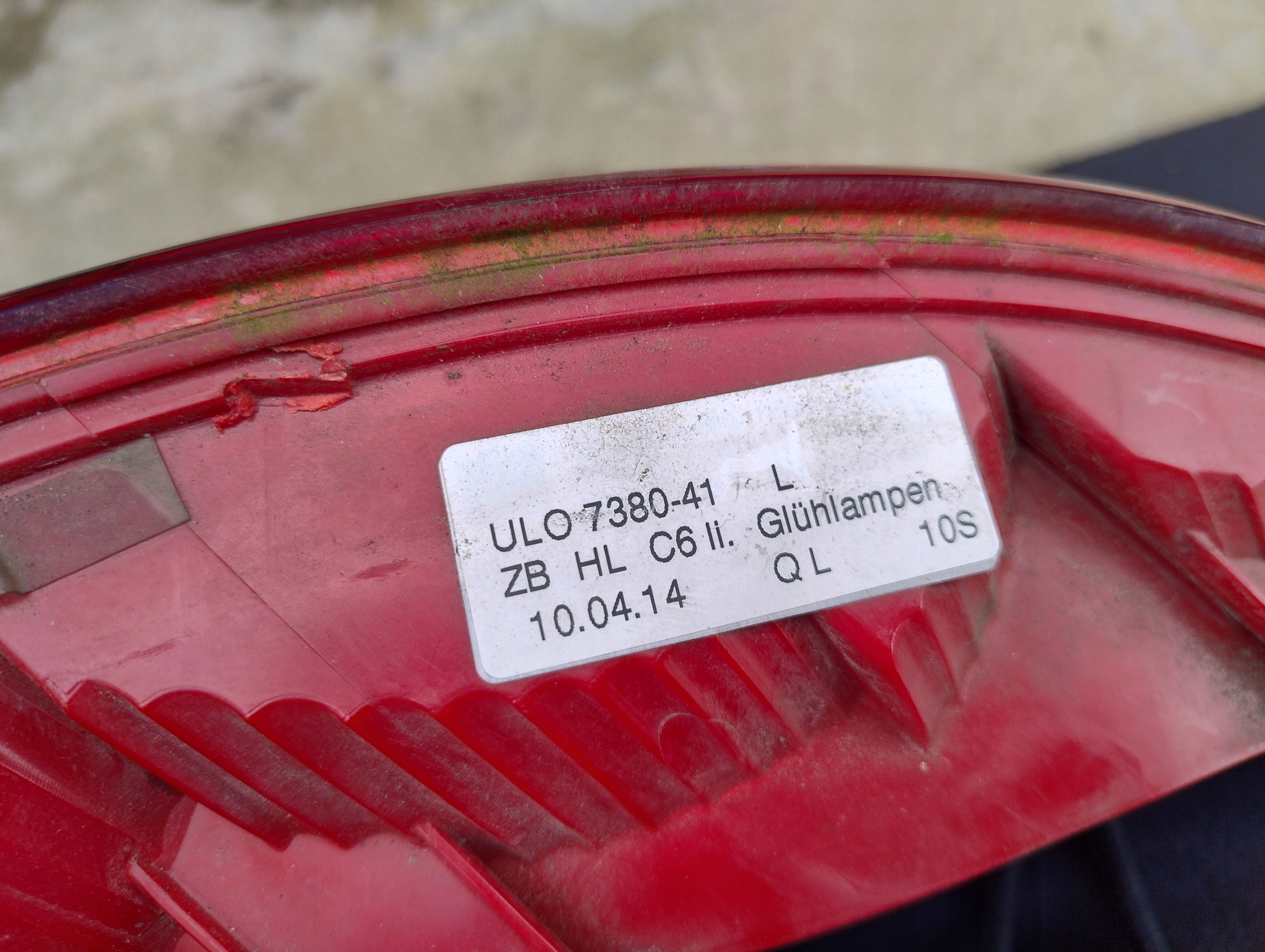 light left rear part left rear audi a6 c6 sedan 7380-41