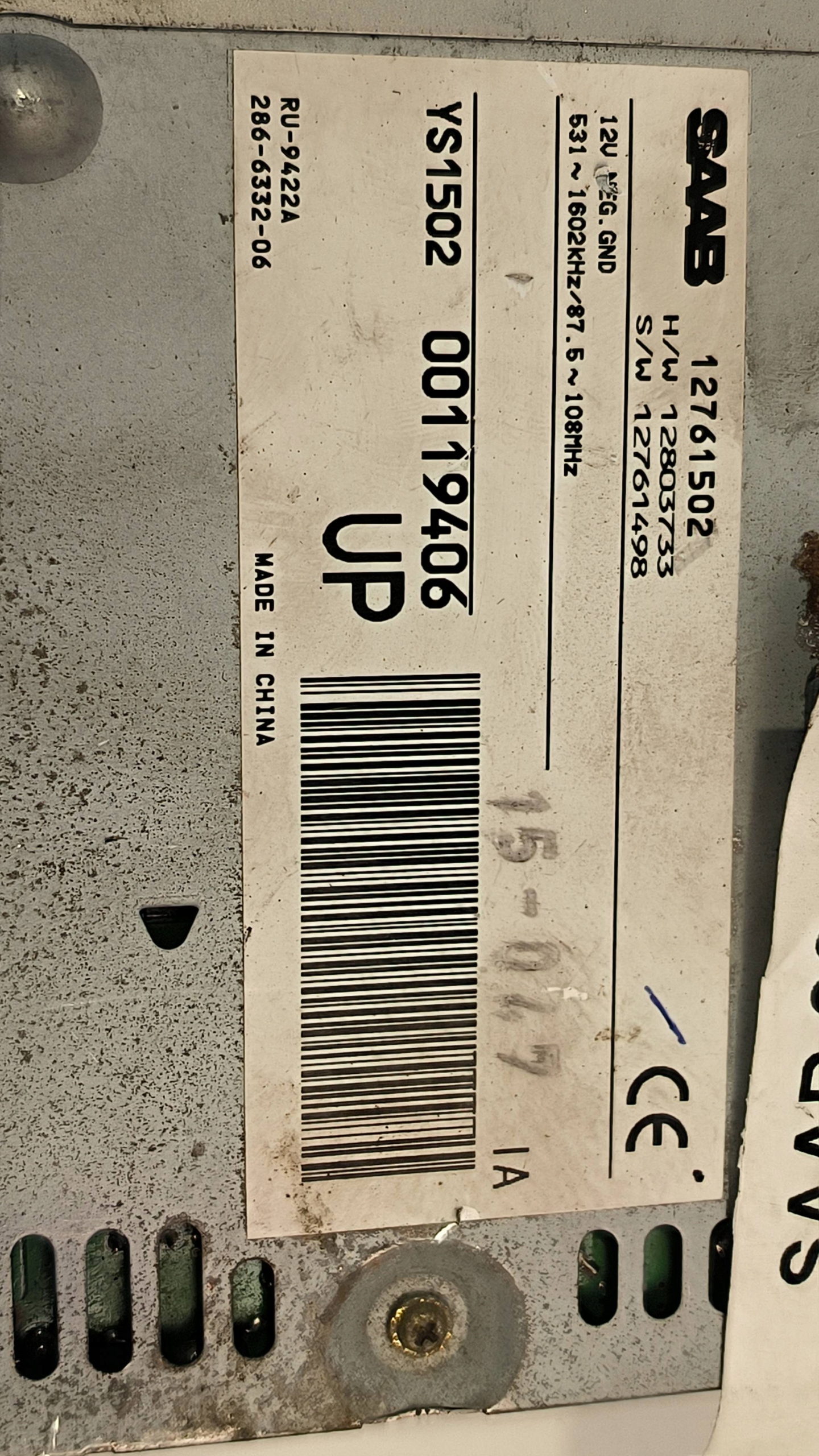 amplifier 12761502 SAAB 93