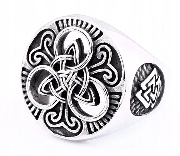 SREBRNY SYGNET NORDYCKI PIERŚCIEŃ PIERŚCIONEK VALKNUT WIKING R20