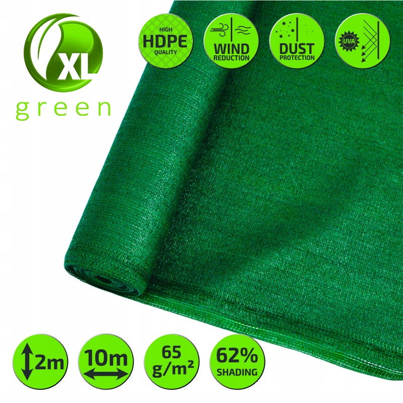 

Siatka cieniująca/osłonowa 2.0x10m Hdpe 65g/m2 Uv