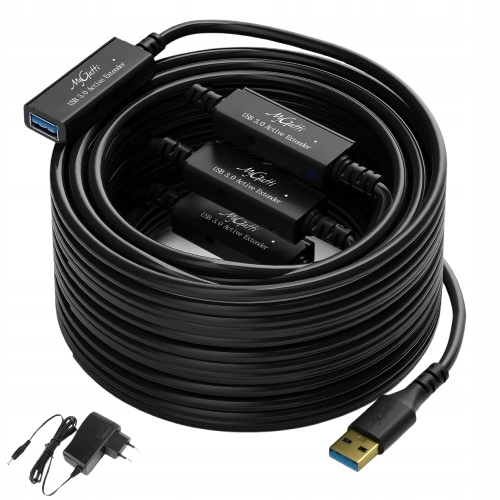 Predlžovač Usb 3.0 30 m mužsko-ženský aktívny s napájacím zdrojom DC a 4 čipmi