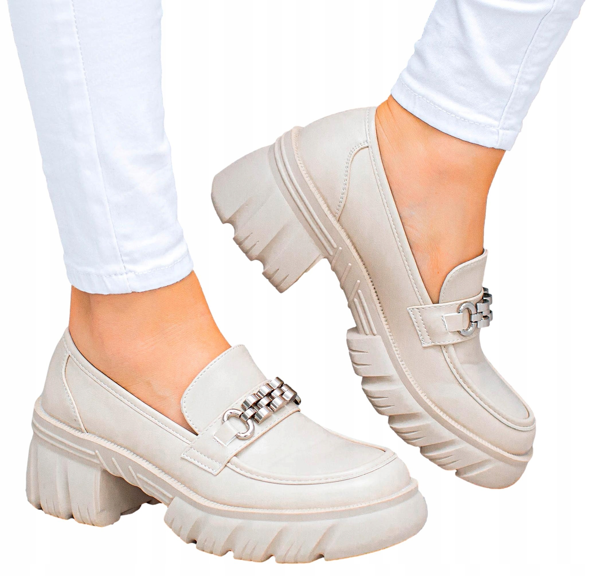 

Beżowe Mokasyny Półbuty Damskie Wygodna podeszwa40