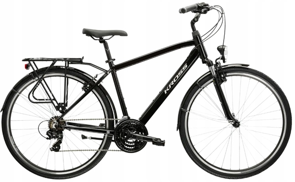 Rower trekkingowy męski Kross Trans 1.0 M(19") 28 Czarny Srebrny Połysk