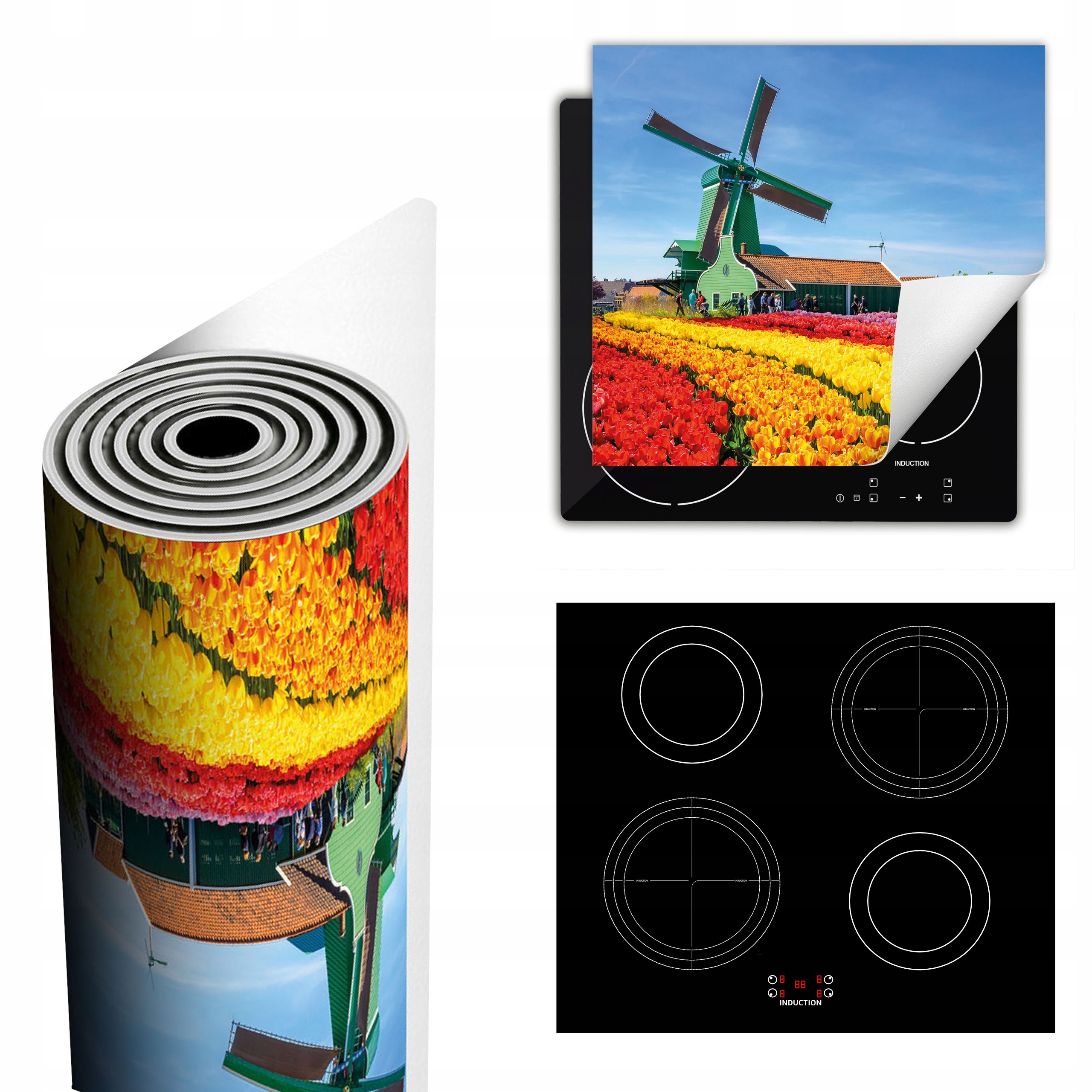 Ochranná Podložka Na Sporák Má Více Místa 60x52 Větrník tulipány