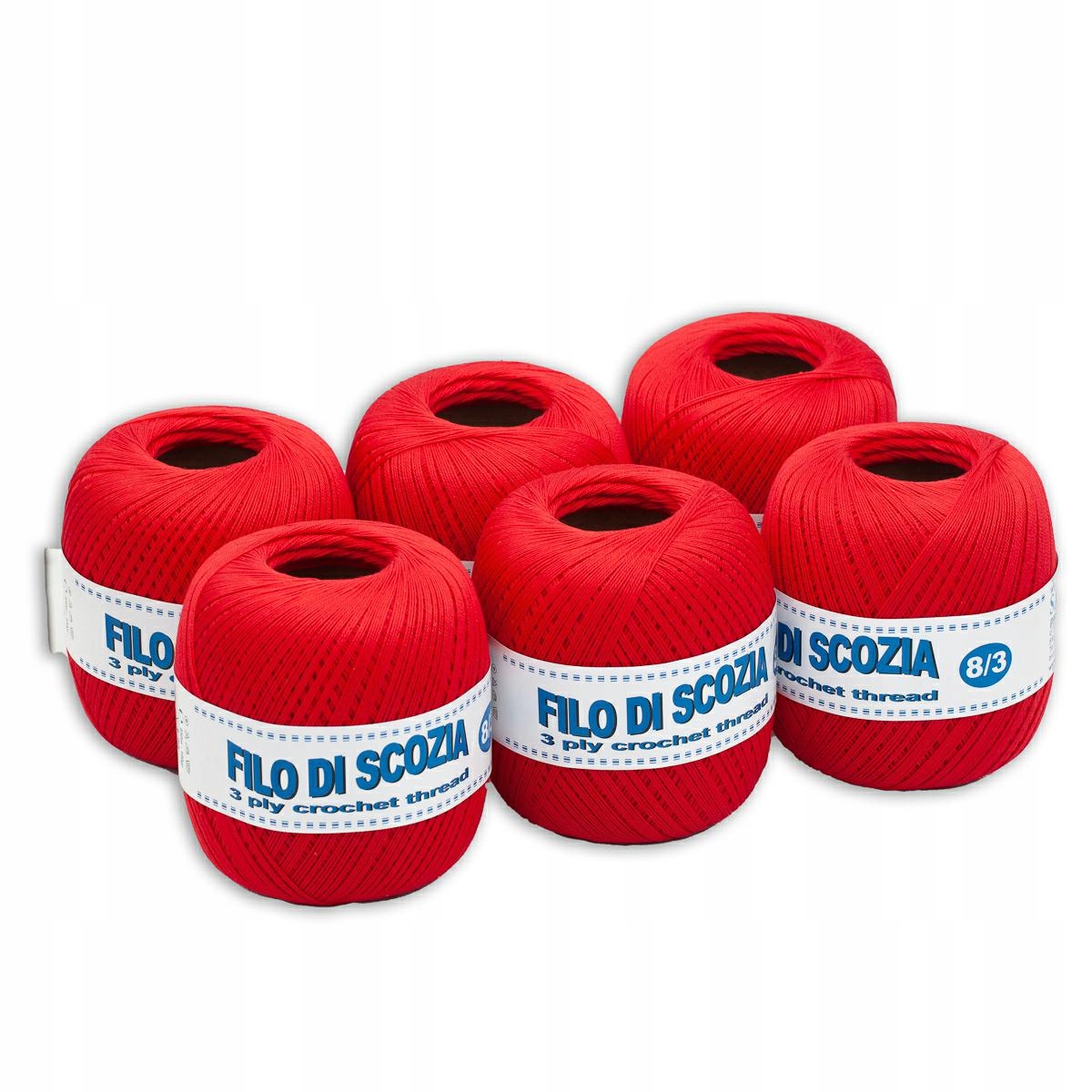 Háčkovací Příze Filo 8/3 100g/6 Ks červený 08
