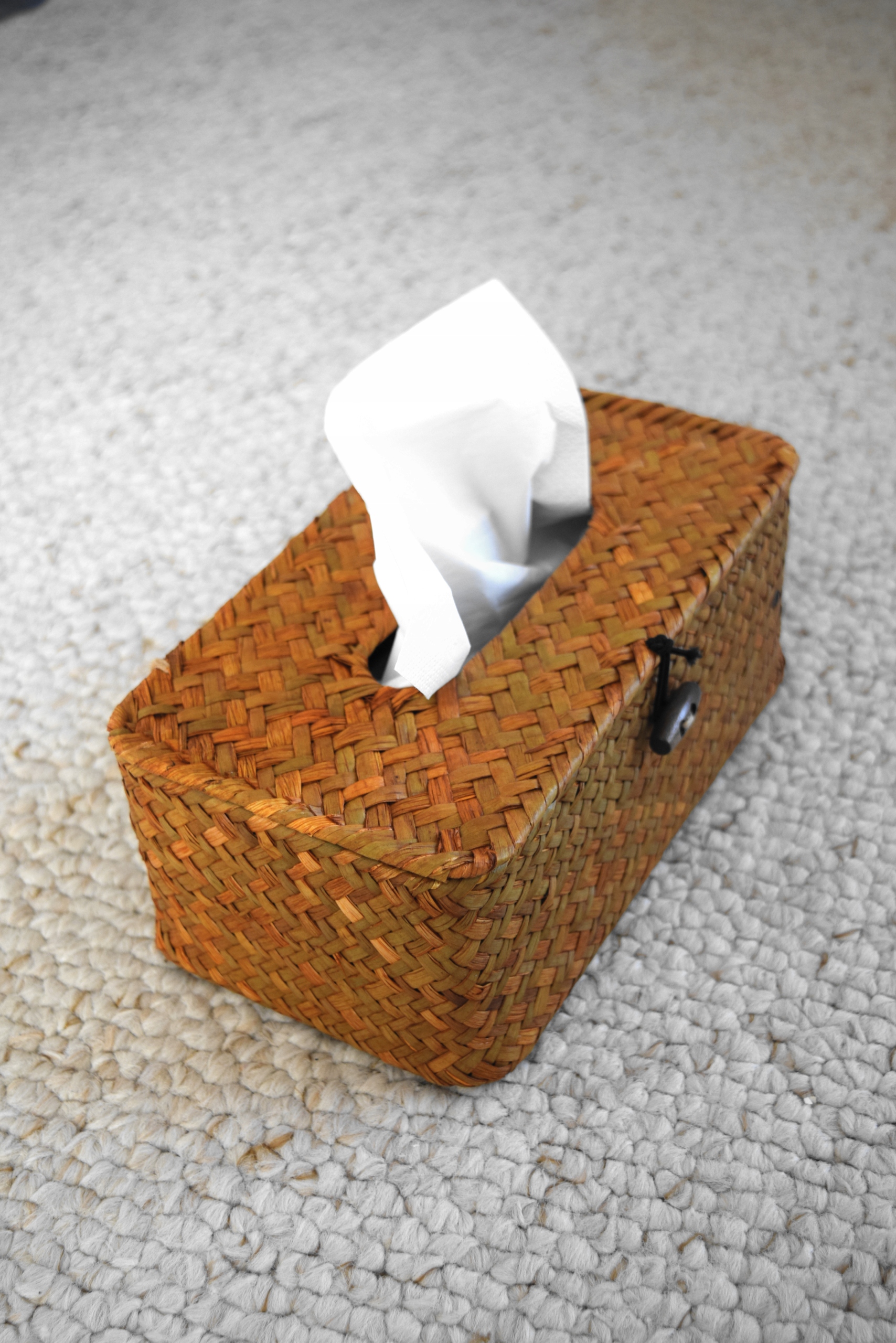 POJEMNIK PLECIONY NA CHUSTECZKI PLECIONY TRAWA BOHO ORANGE Przeznaczenie na chusteczki