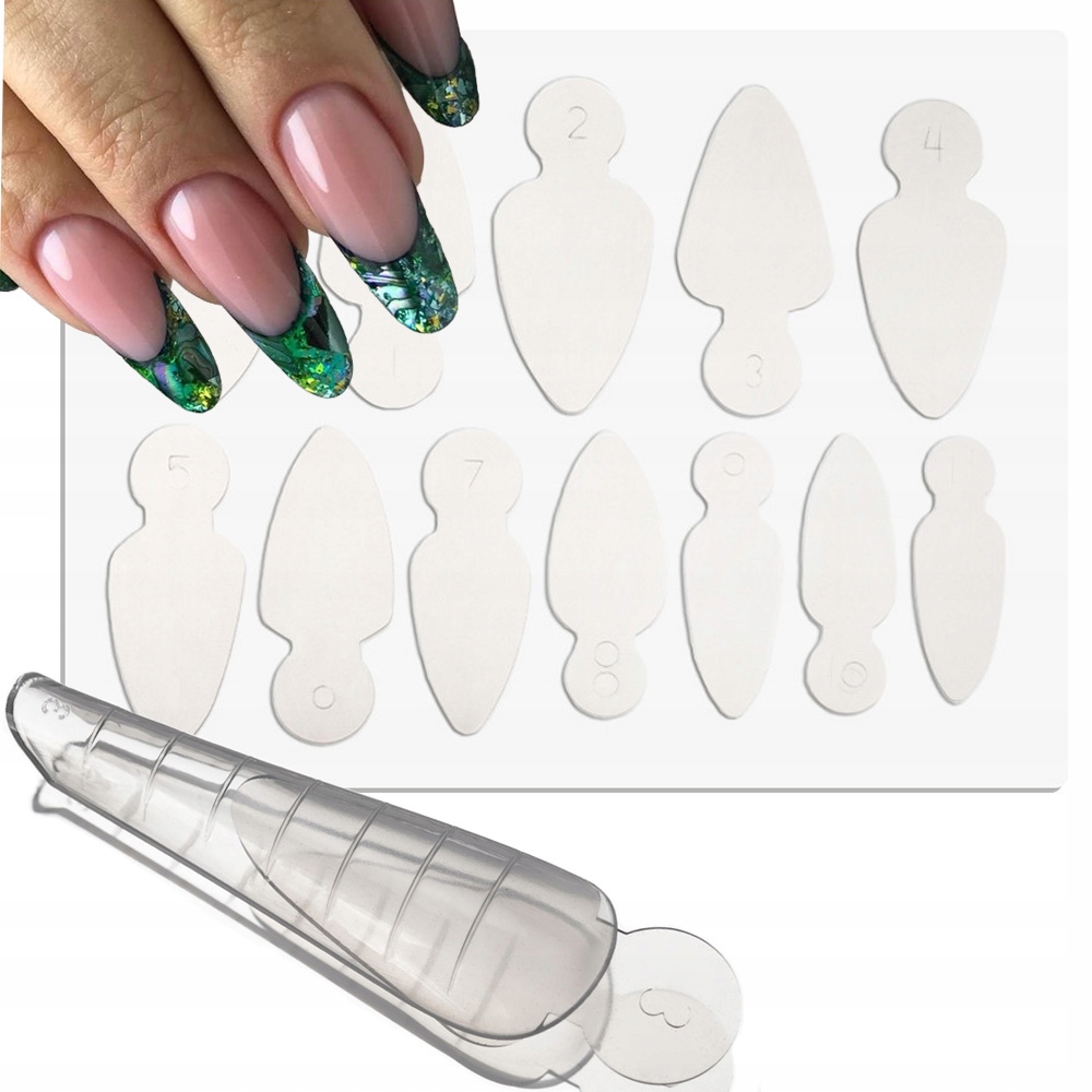 SILIKONOWE FORMY DO PAZNOKCI DUAL FORM FRENCH MIGDAŁ 12 sztuk