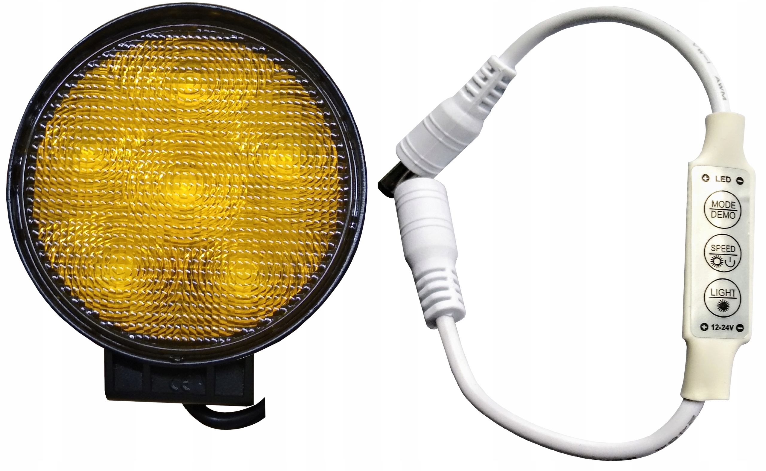 18W - СВЕТОДИОДНАЯ ЛАМПА 18 ВТ ЖЕЛТЫЙ + СТРОБОСКОП 12/24 В