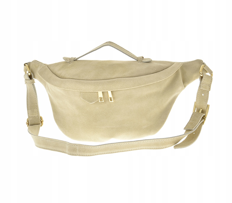 Italská kabelka přes rameno ledvinka přírodní kůže béžová kyčelní kožená
