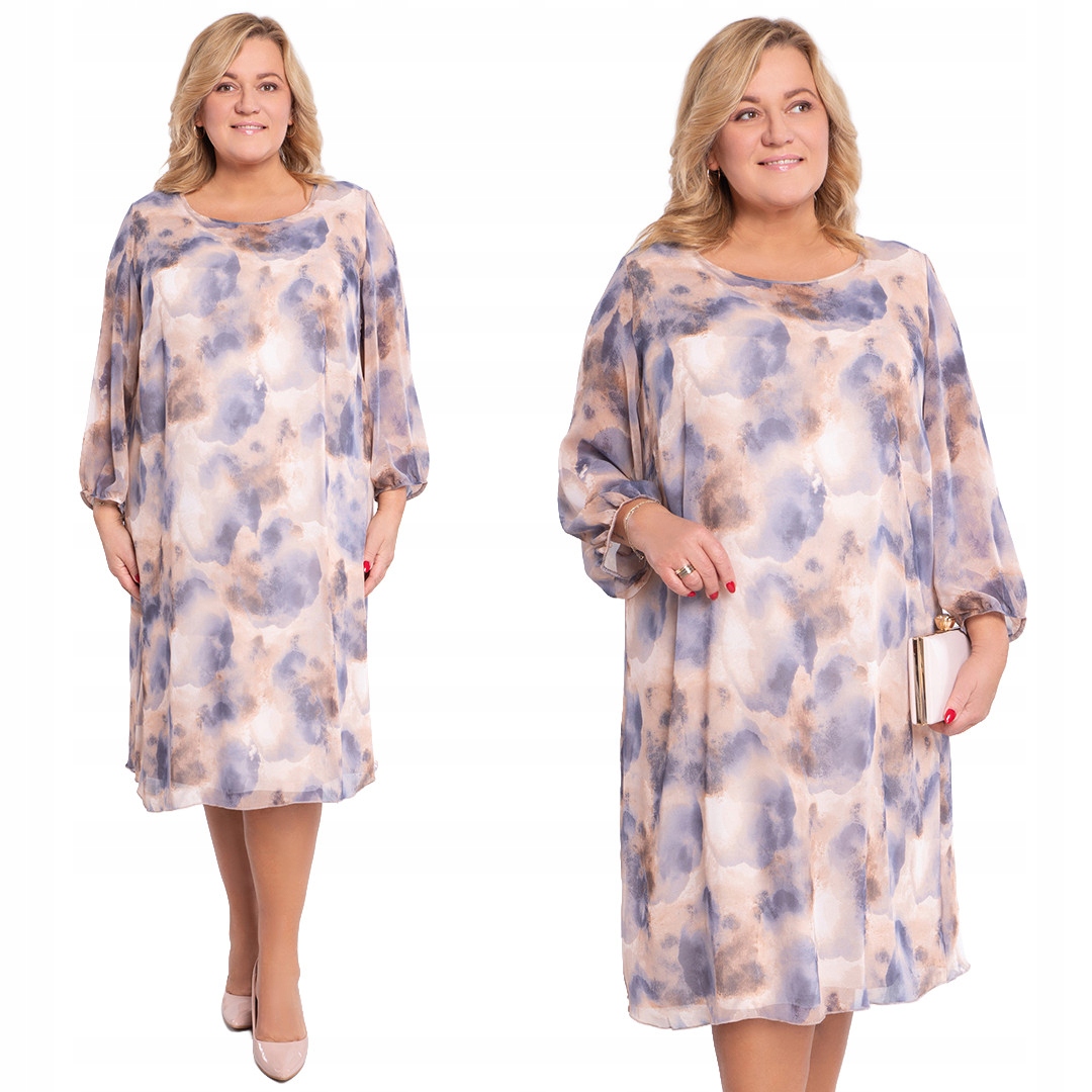 Šifonová béžovo-modrá šaty 62