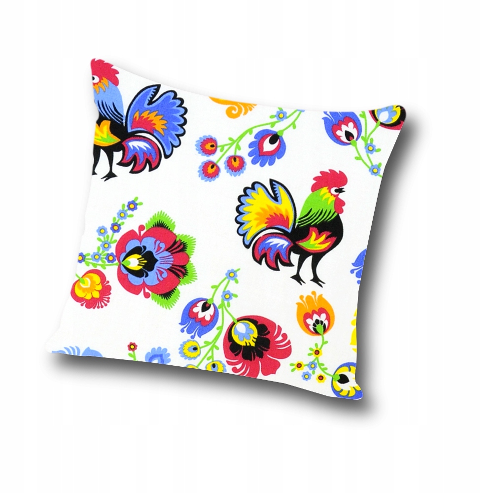 

Poszewka 40x40 Bawełniana Łowicz Koguty Biała